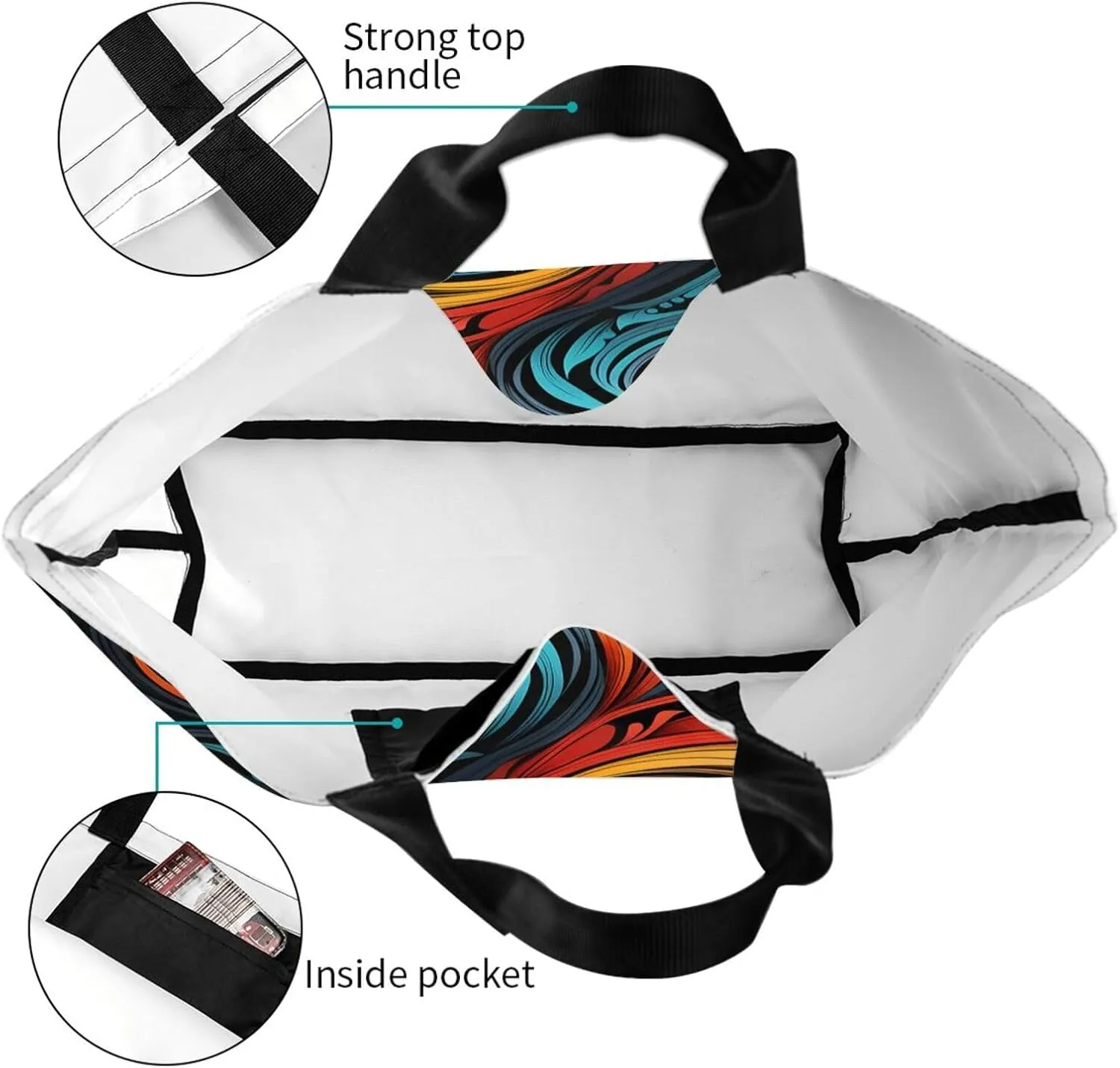 Tote Bag for Women Reusable Grocery Bag Shopping Bag Waves Tote Bags Handbag Foldable Shoulder Bag