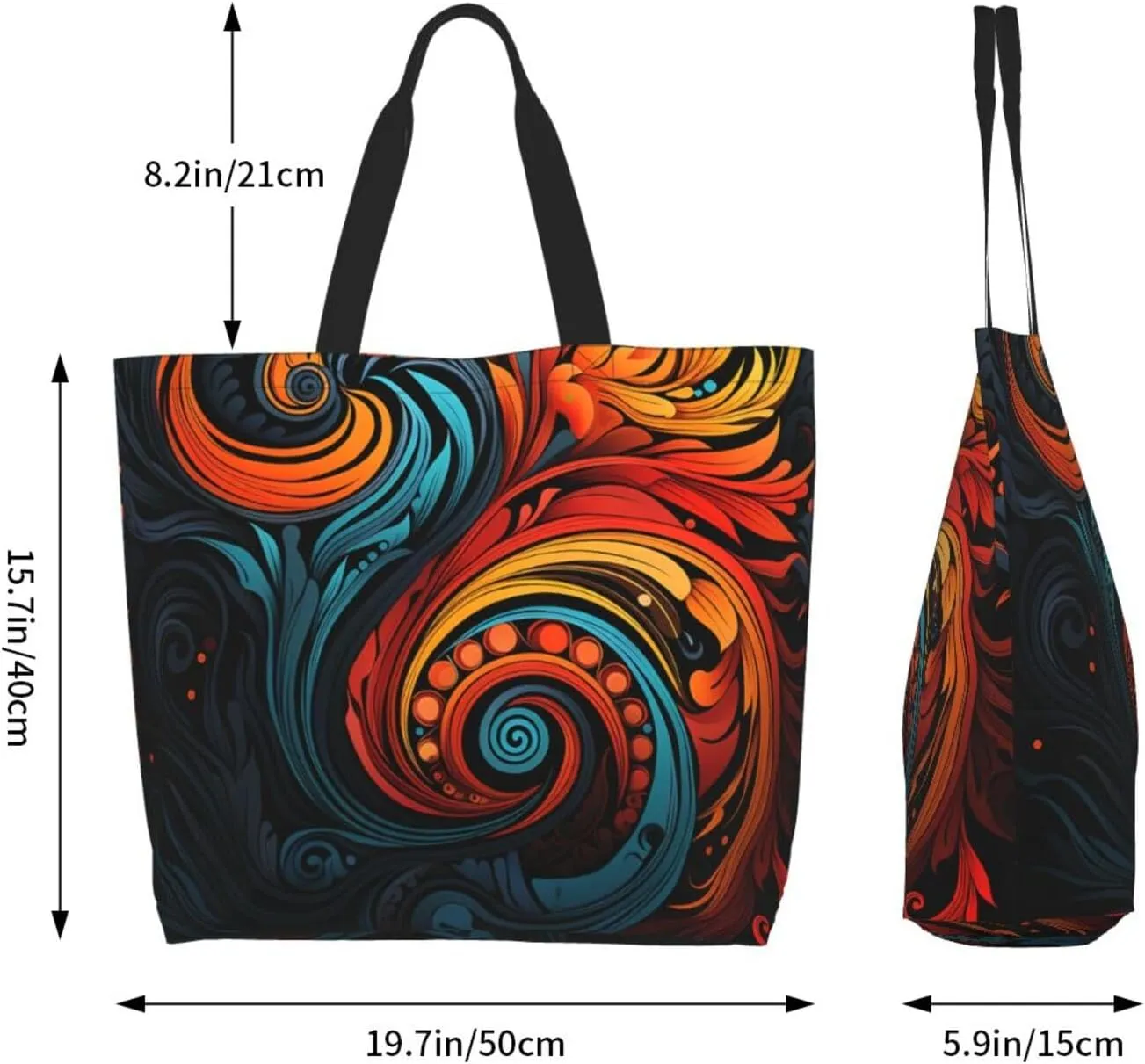 Tote Bag for Women Reusable Grocery Bag Shopping Bag Waves Tote Bags Handbag Foldable Shoulder Bag