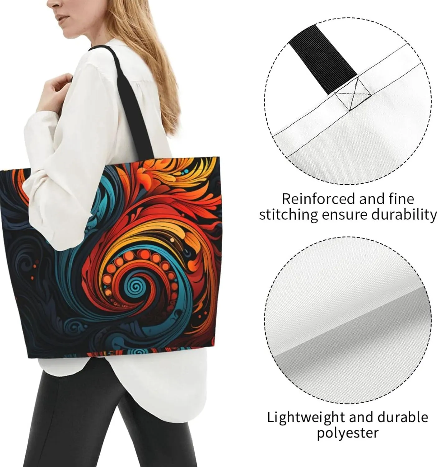 Tote Bag for Women Reusable Grocery Bag Shopping Bag Waves Tote Bags Handbag Foldable Shoulder Bag