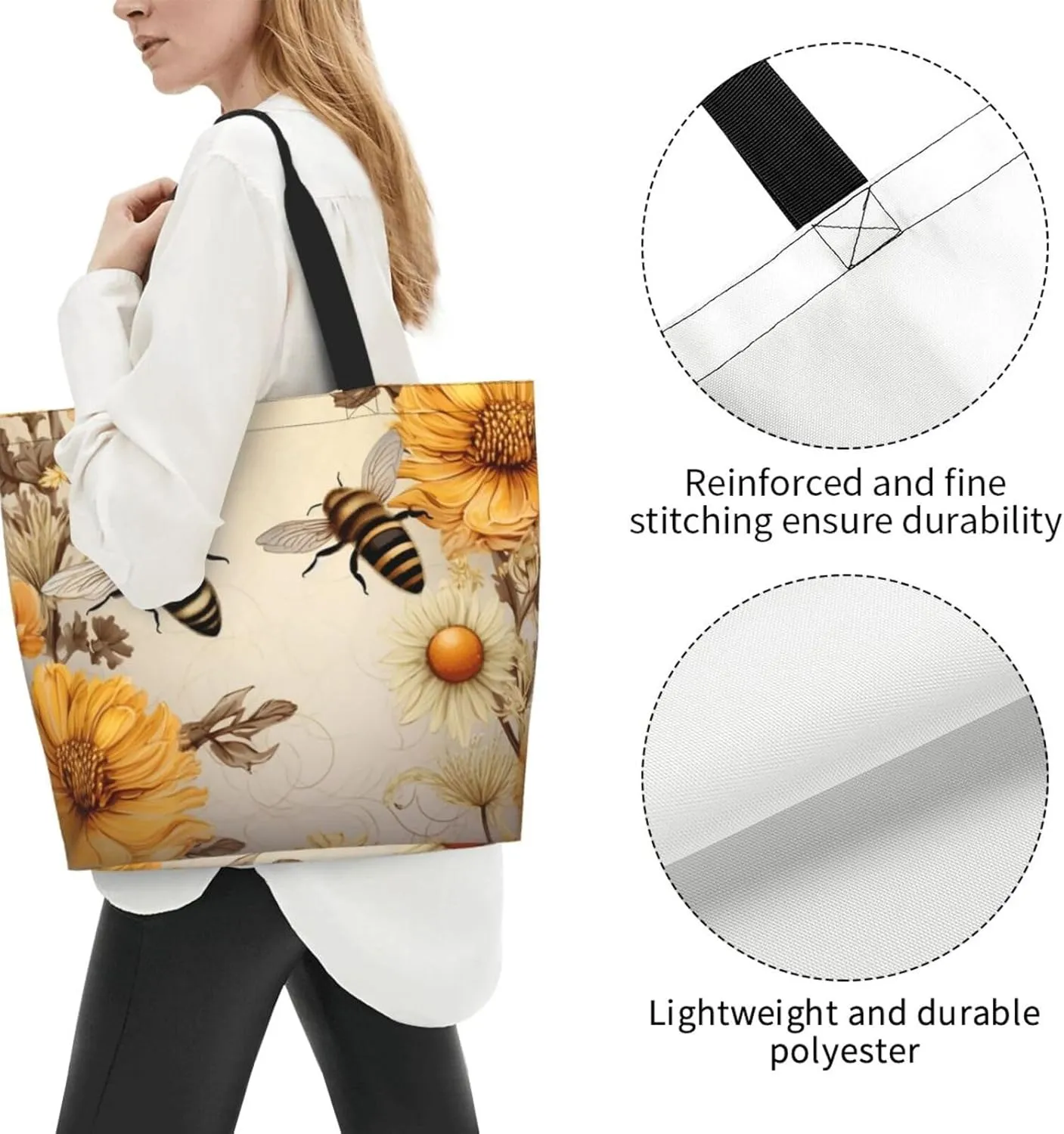 Tote Bag for Women Santa Claus Grocery Bag Foldable Shopping Bags Reusable Large Tote Bag