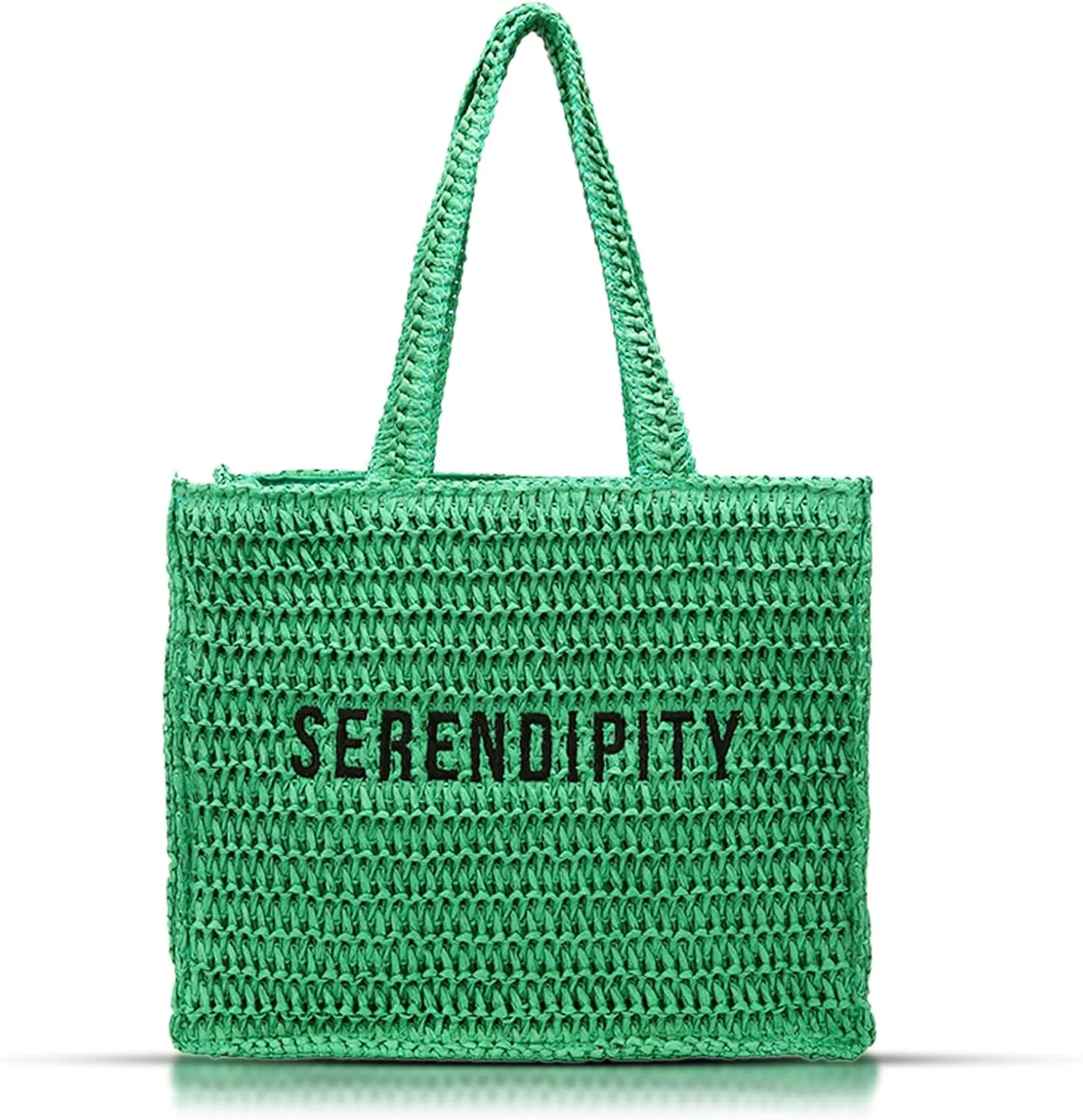Tote Bag for Women, Straw Beach Bag, Hand-woven Soft Shoulder Bag Large Capacity Summer Rattan Handbag for Vacation Travel, Daily (Green)