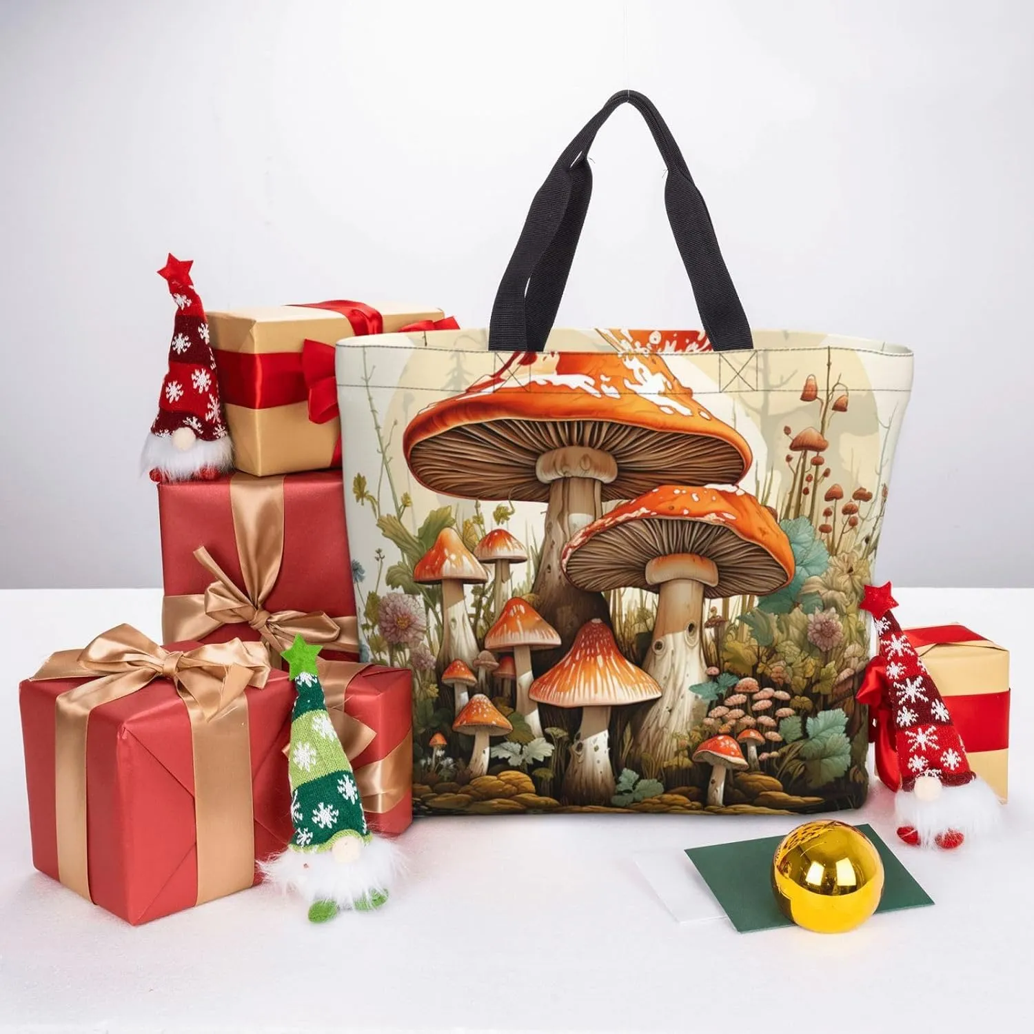 Tote Bag Large Capacity Grocery Bag With Zipper Golden Retriever Paw Prints Shopping Bag Shoulder Bag for Women