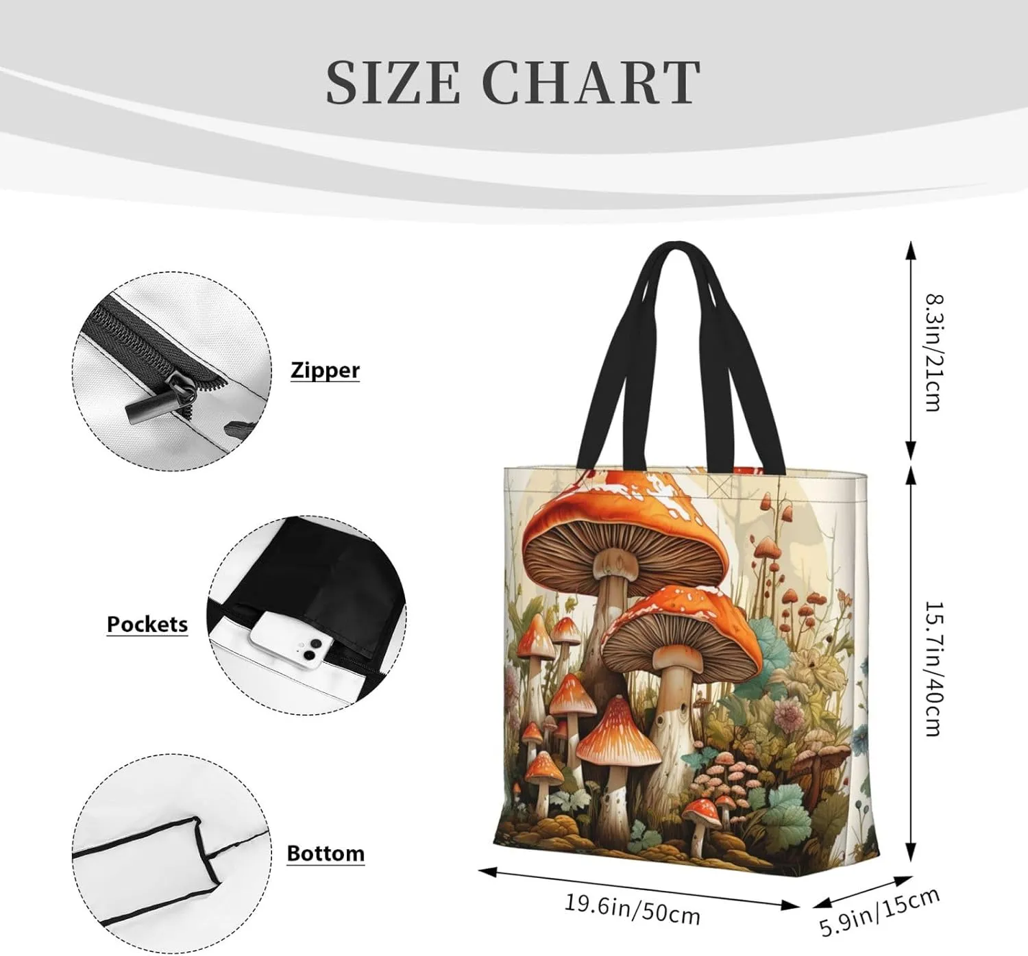 Tote Bag Large Capacity Grocery Bag With Zipper Golden Retriever Paw Prints Shopping Bag Shoulder Bag for Women