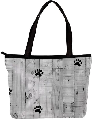 Tote Bag, Large Tote Bag, Women's Tote Handbags, Plank Paw Print Animal, Tote Bags Women