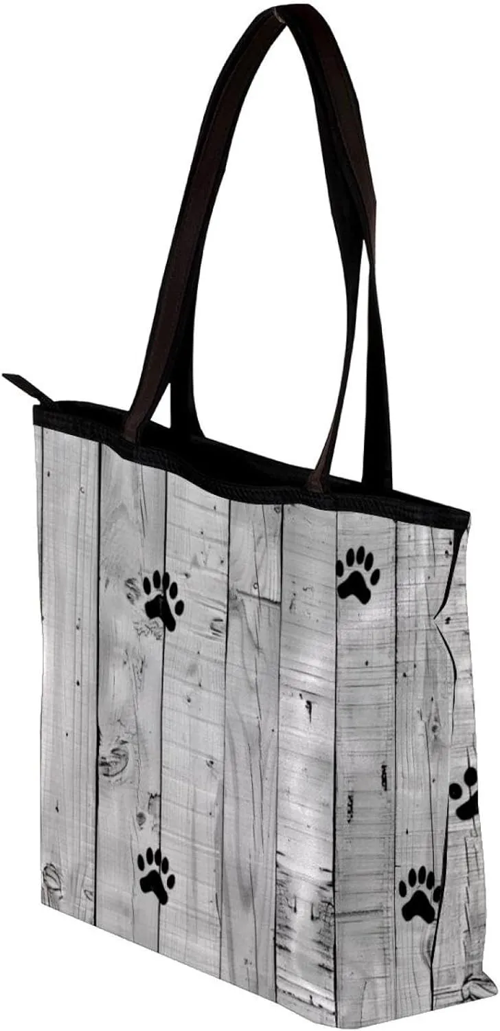 Tote Bag, Large Tote Bag, Women's Tote Handbags, Plank Paw Print Animal, Tote Bags Women