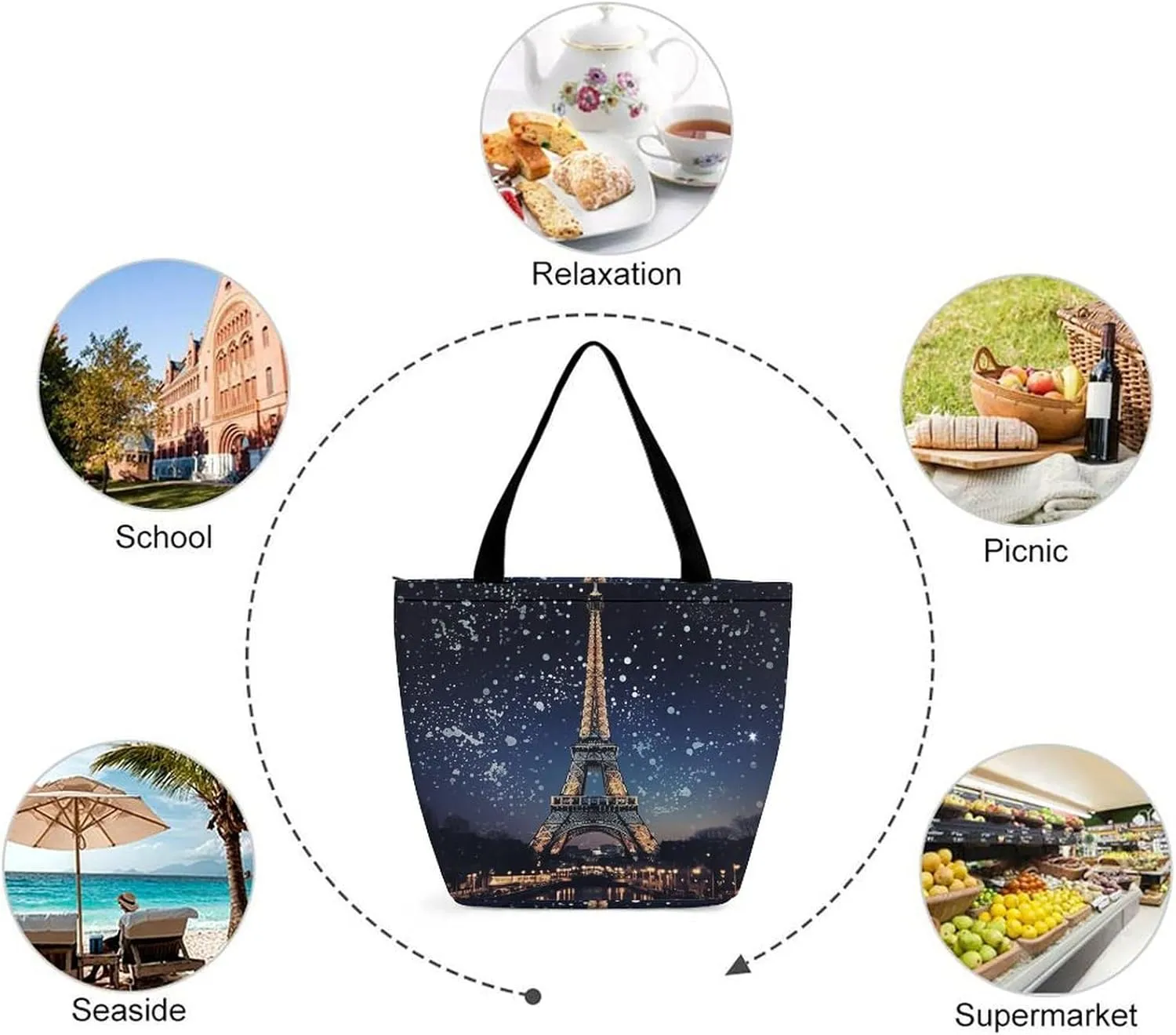 Tote Bag Reusable Grocery Bag Foldable Shopping Bag Extra Large Shoulder Bag Big Eyed Monkey Tote Bag for Travel Work