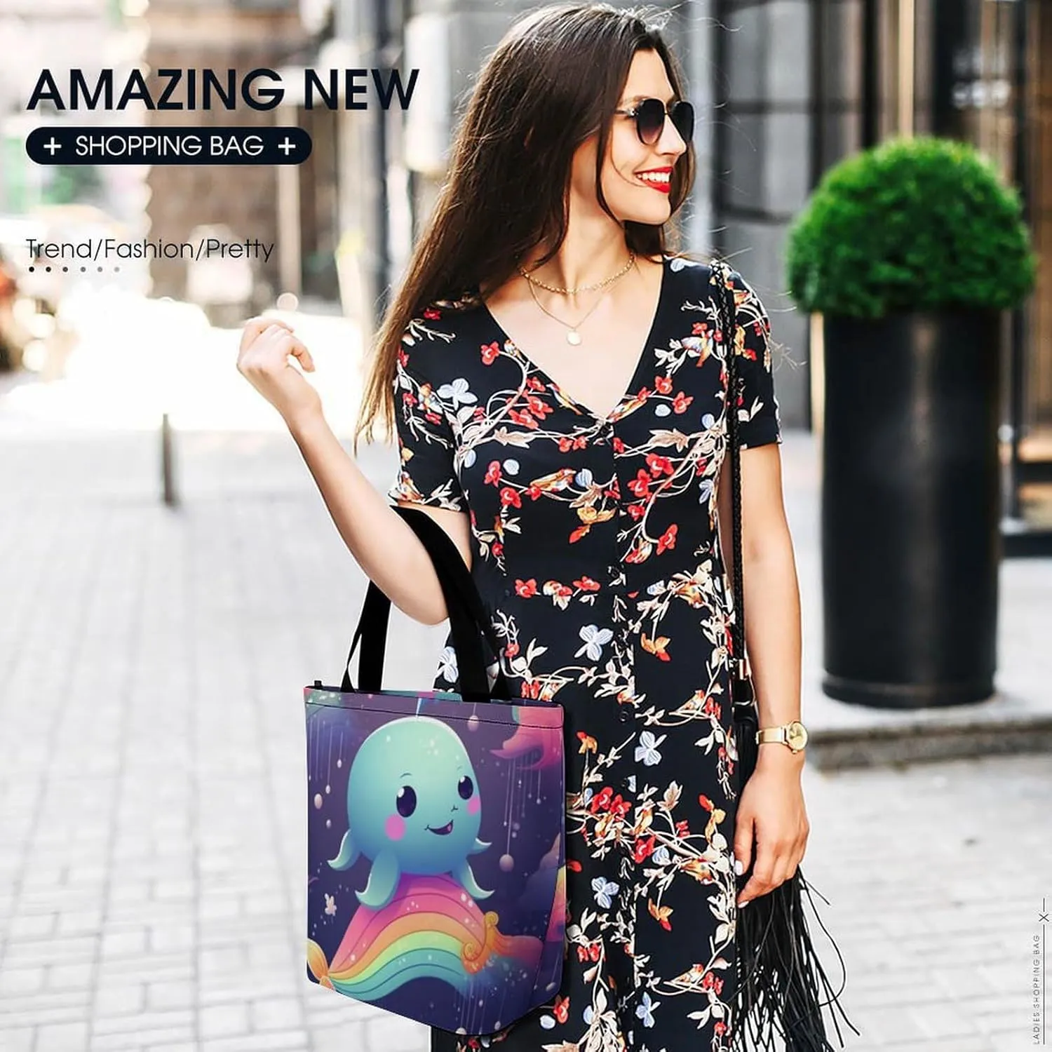 Tote Bag Reusable Grocery Bag Foldable Shopping Bag Extra Large Shoulder Bag Trick Or Treat Tote Bag for Work