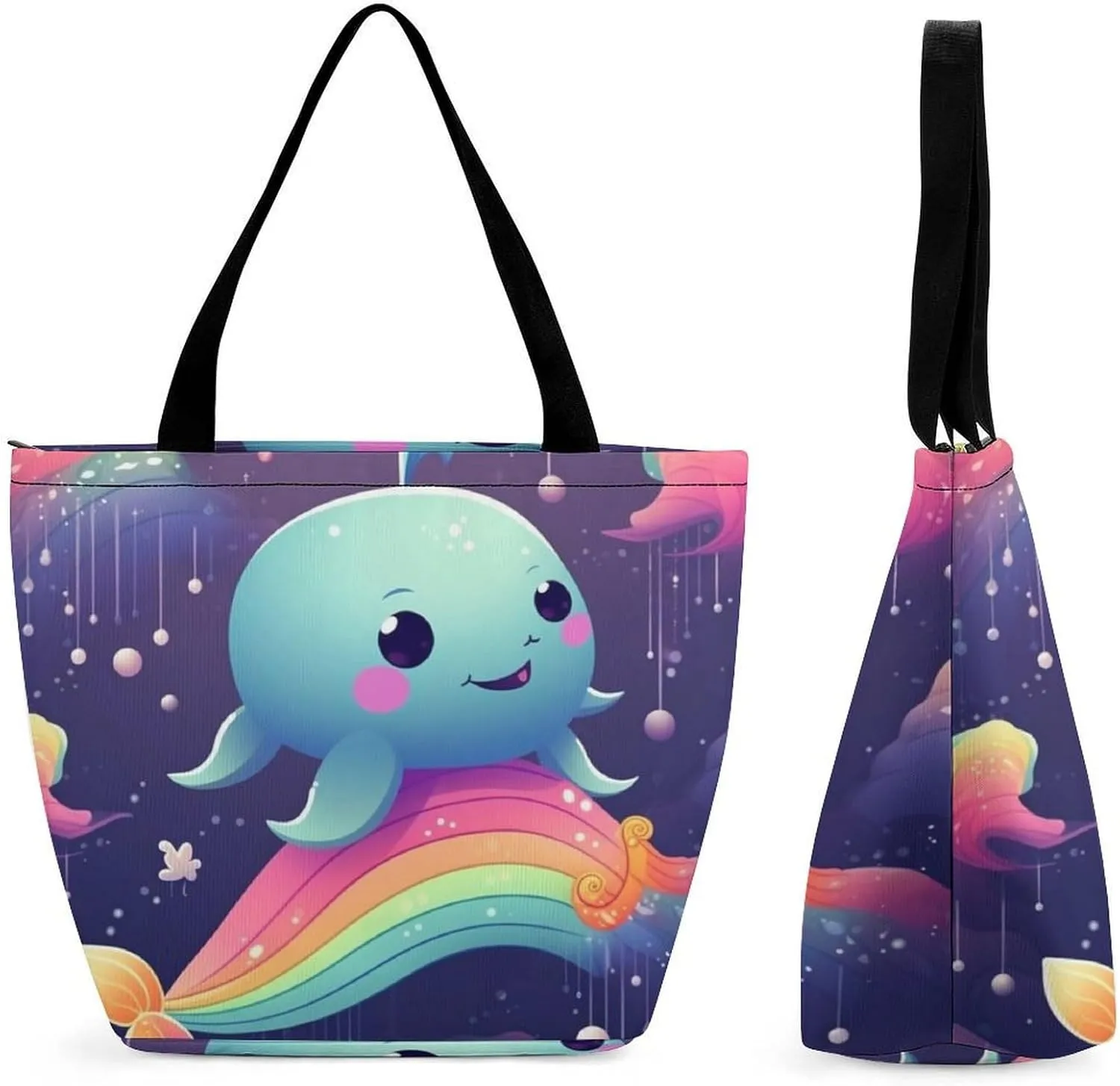 Tote Bag Reusable Grocery Bag Foldable Shopping Bag Extra Large Shoulder Bag Trick Or Treat Tote Bag for Work