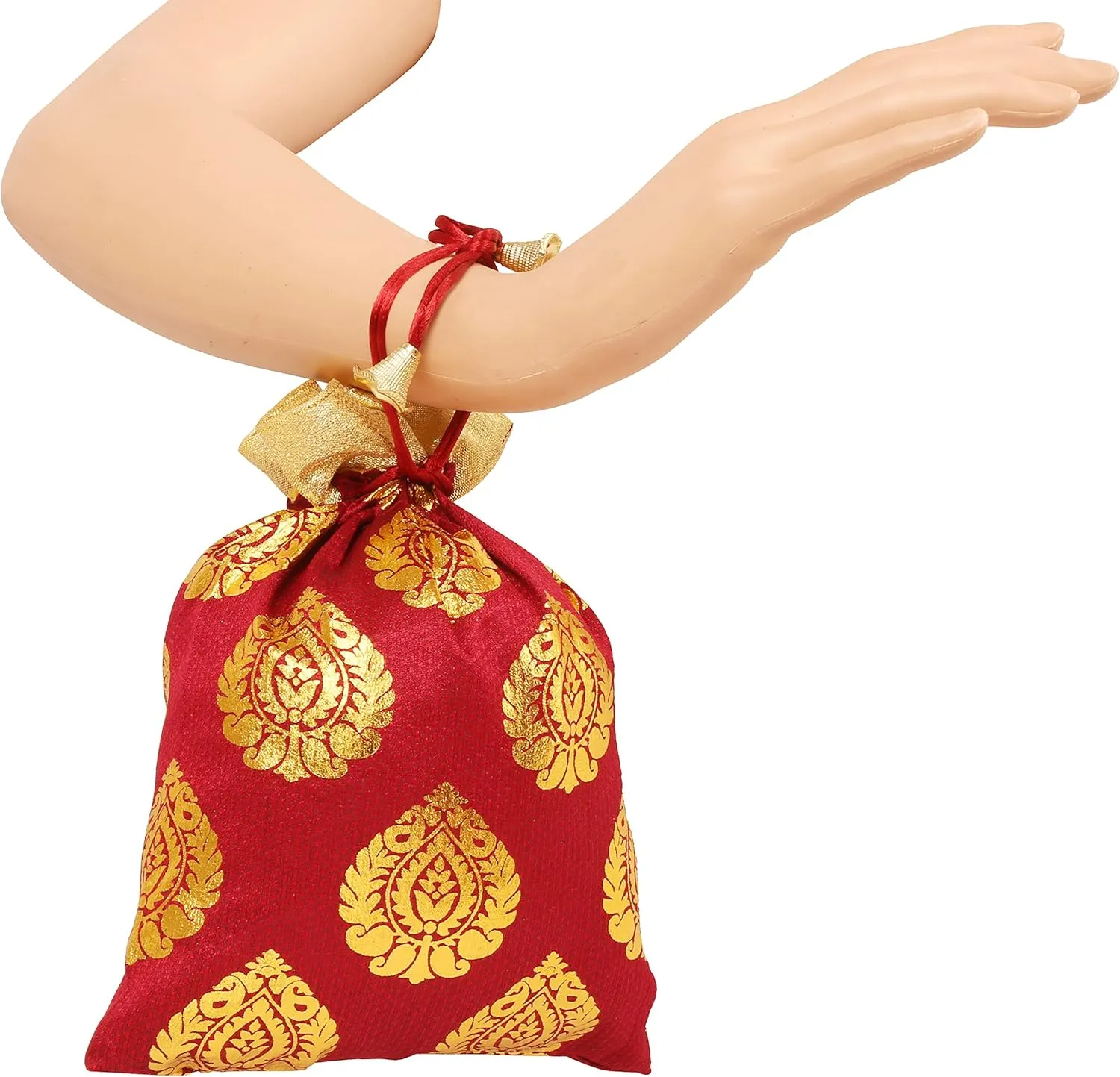Touchstone Drawstring Bags Traditional Indian Handcrafted in Ficus Leaf Pattern Brocade fabric. Perfect for Gifts Jewelry Weddings Sweet Distribution Set of 20 Vibrant Multicolor Pouches Purses Potli