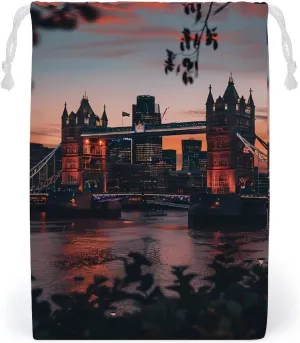 Tower Bridge The Sunset London England UK Drawstring Bag Portable Storage Bags Small Pouch for Sports Travel 12 * 18cm