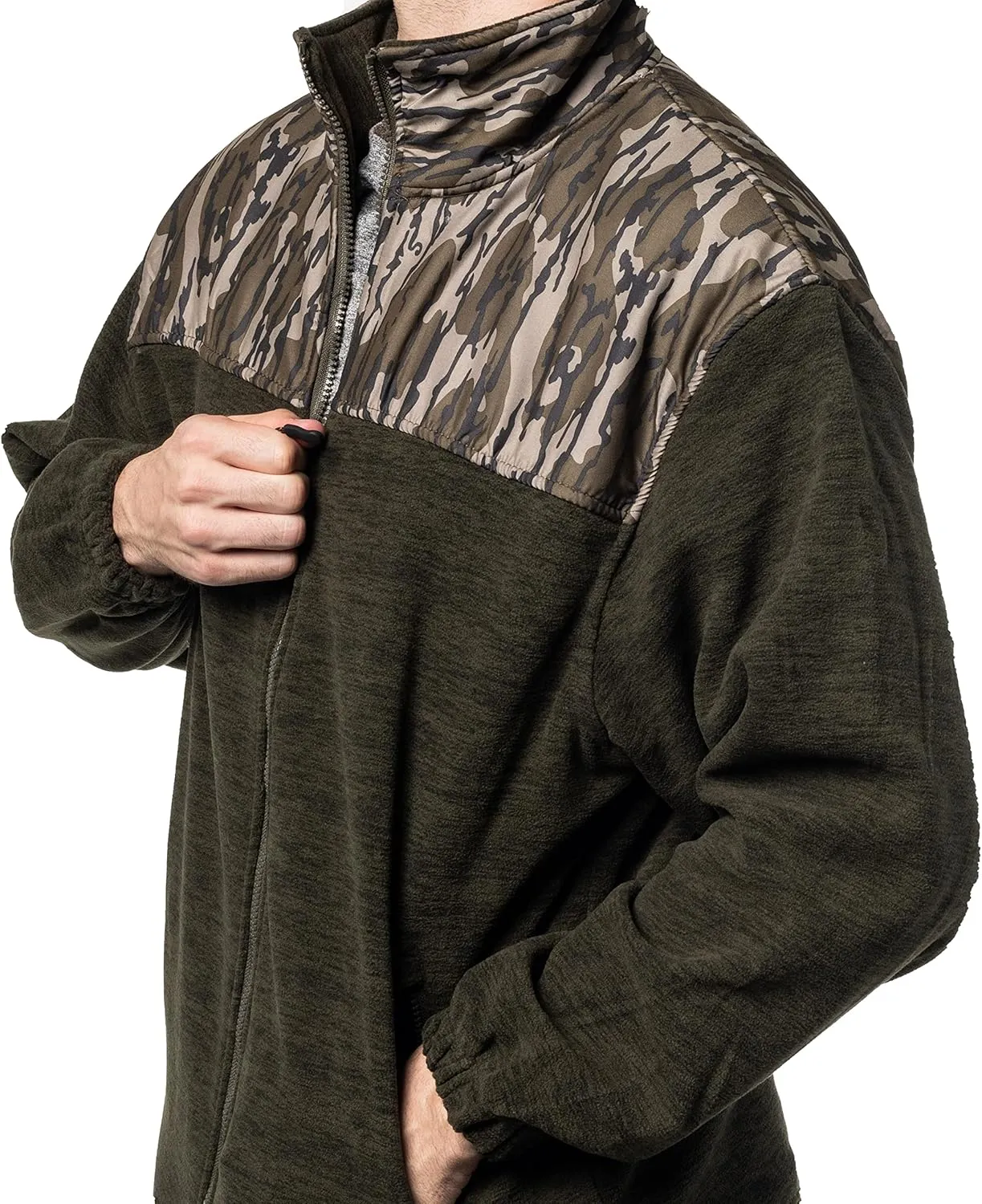 TrailCrest Men's C-Max Full Zip Polar Fleece Jacket, Mossy Oak Camo Patterns
