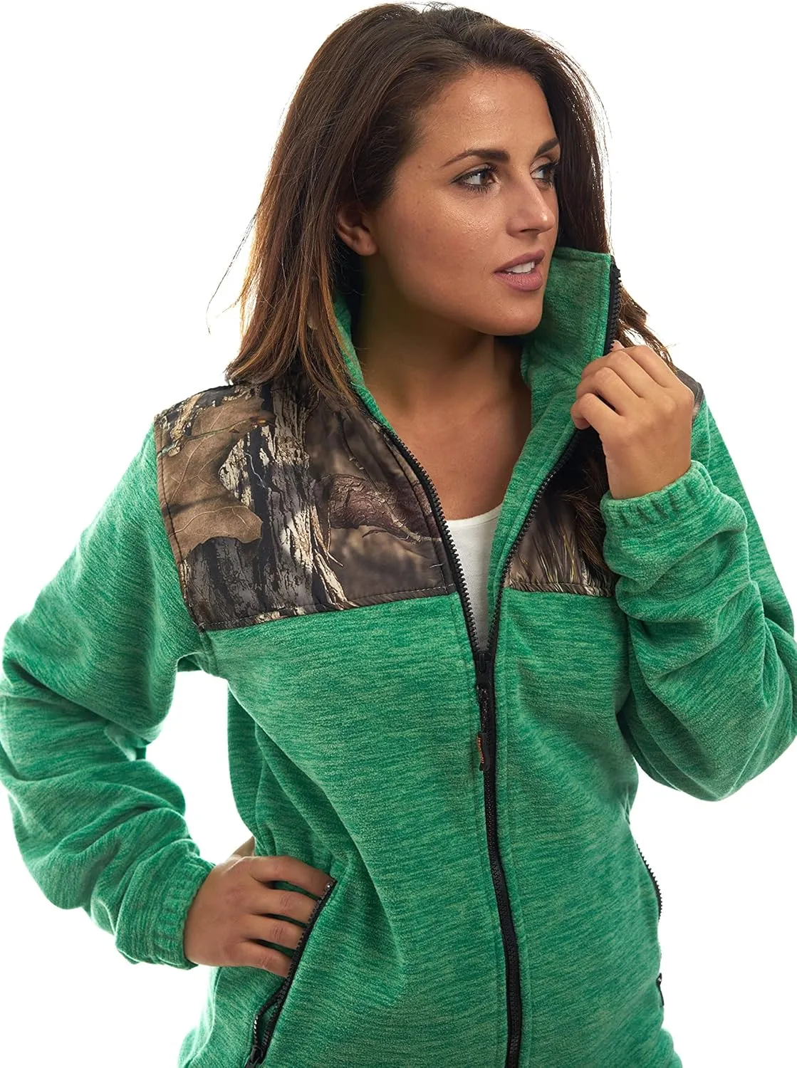 TrailCrest Women's C-Max Full Zip Polar Fleece Jacket Mossy Oak Camo Patterns