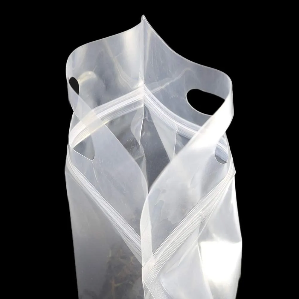 Transparent Clear Flat Bottom Food Organization Storage Stand-Up Zip Top Bags with Die-Cut Handle (50, 13oz)