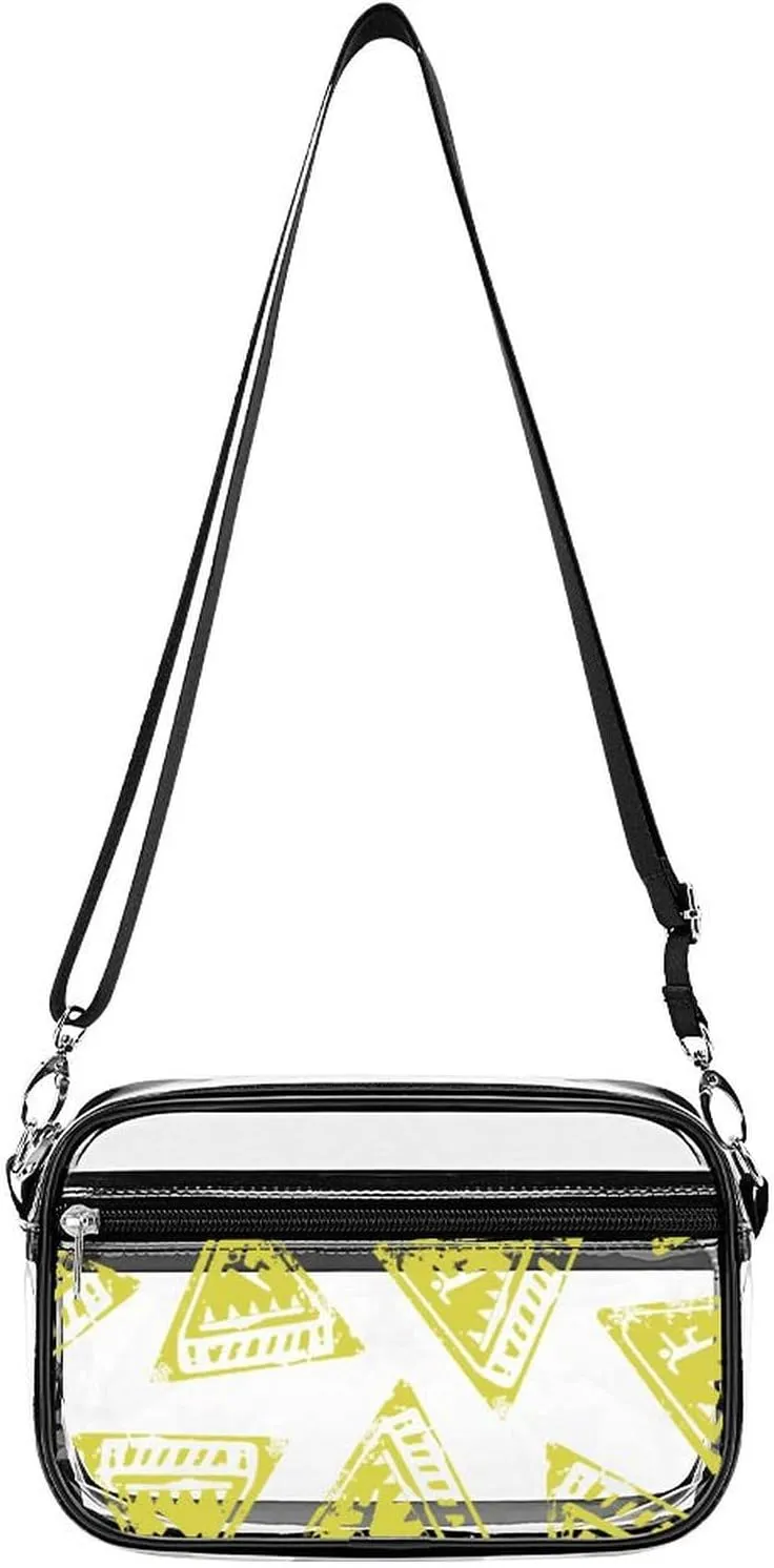 Trap Warning Fashion Clear Crossbody Bags Stadium Approved Shoulder Purse for Concerts Sports Events Festival