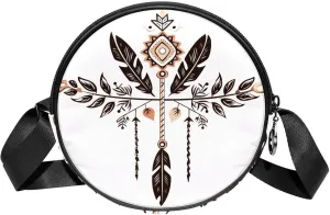 Travel Crossbody Bags for Women, Round, Shoulder Bag, arrow and feathers