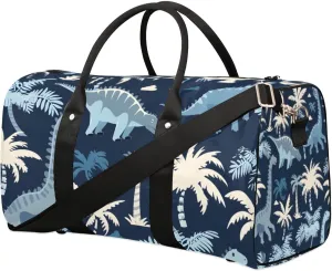 Travel Duffle Bag Dinosaur Palm Tree Gym Bags for Men Women Travel Duffel Bags with Adjustable Shoulder Strap Carry On Weekender Bag