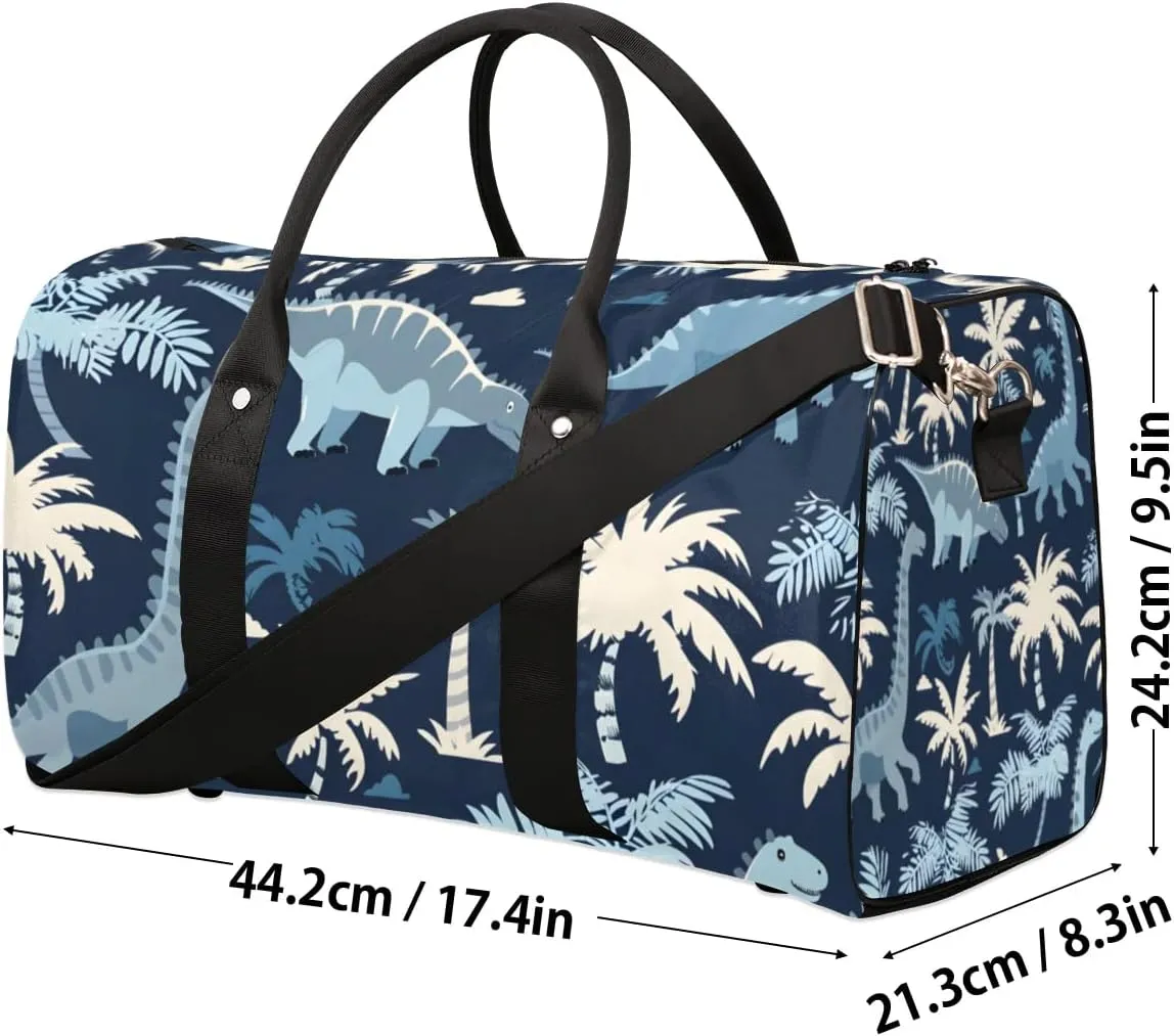 Travel Duffle Bag Dinosaur Palm Tree Gym Bags for Men Women Travel Duffel Bags with Adjustable Shoulder Strap Carry On Weekender Bag