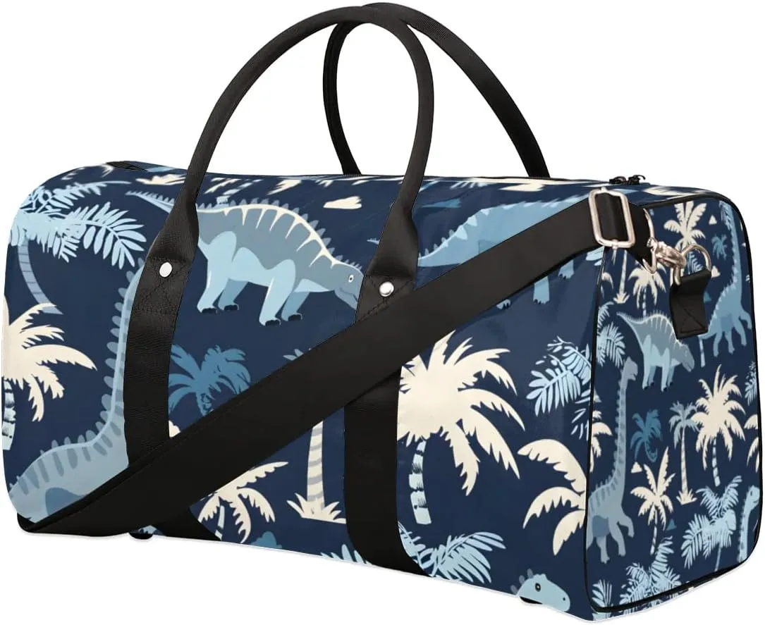 Travel Duffle Bag Dinosaur Palm Tree Gym Bags for Men Women Travel Duffel Bags with Adjustable Shoulder Strap Carry On Weekender Bag