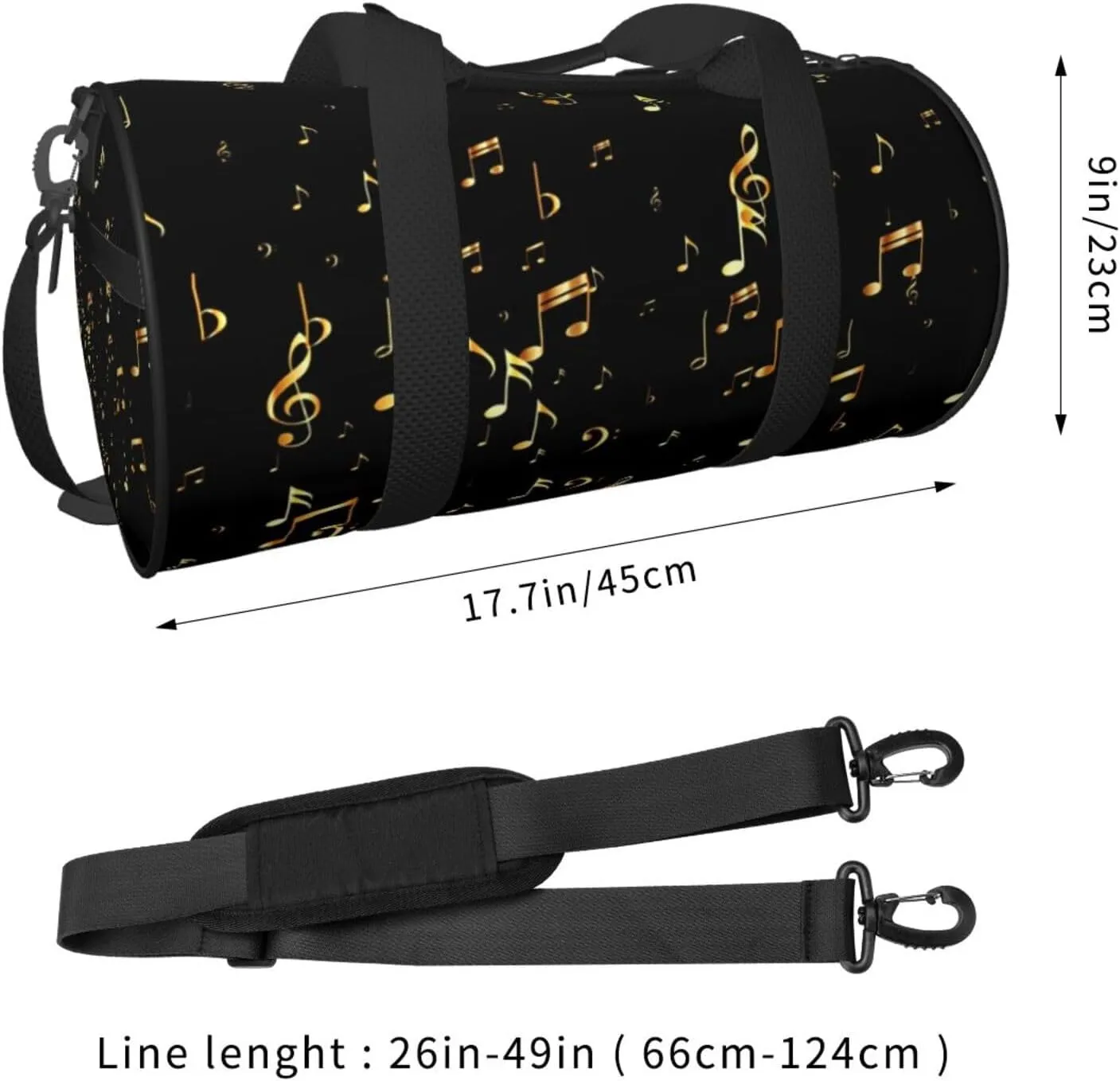 Travel Duffle Bag for Men Women, Bass Music Note Duffle Bags for Sport Gym Overnight Luggage