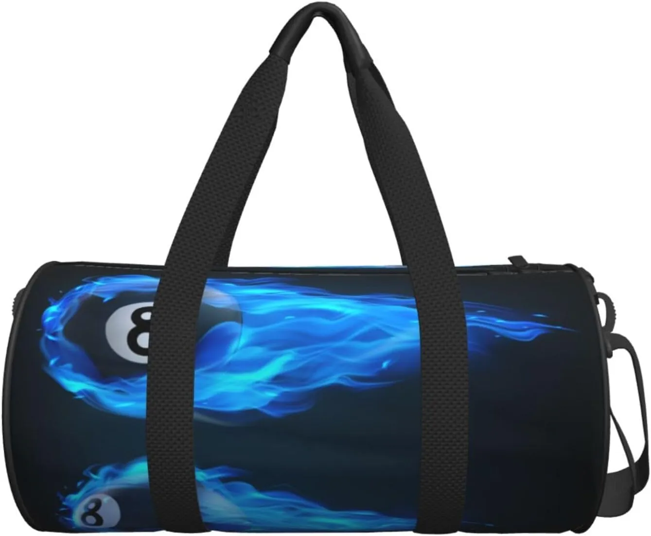 Travel Duffle Bag for Men Women, Billiard 8 Ball Blue Fire Duffle Bags for Sport Gym Overnight Luggage