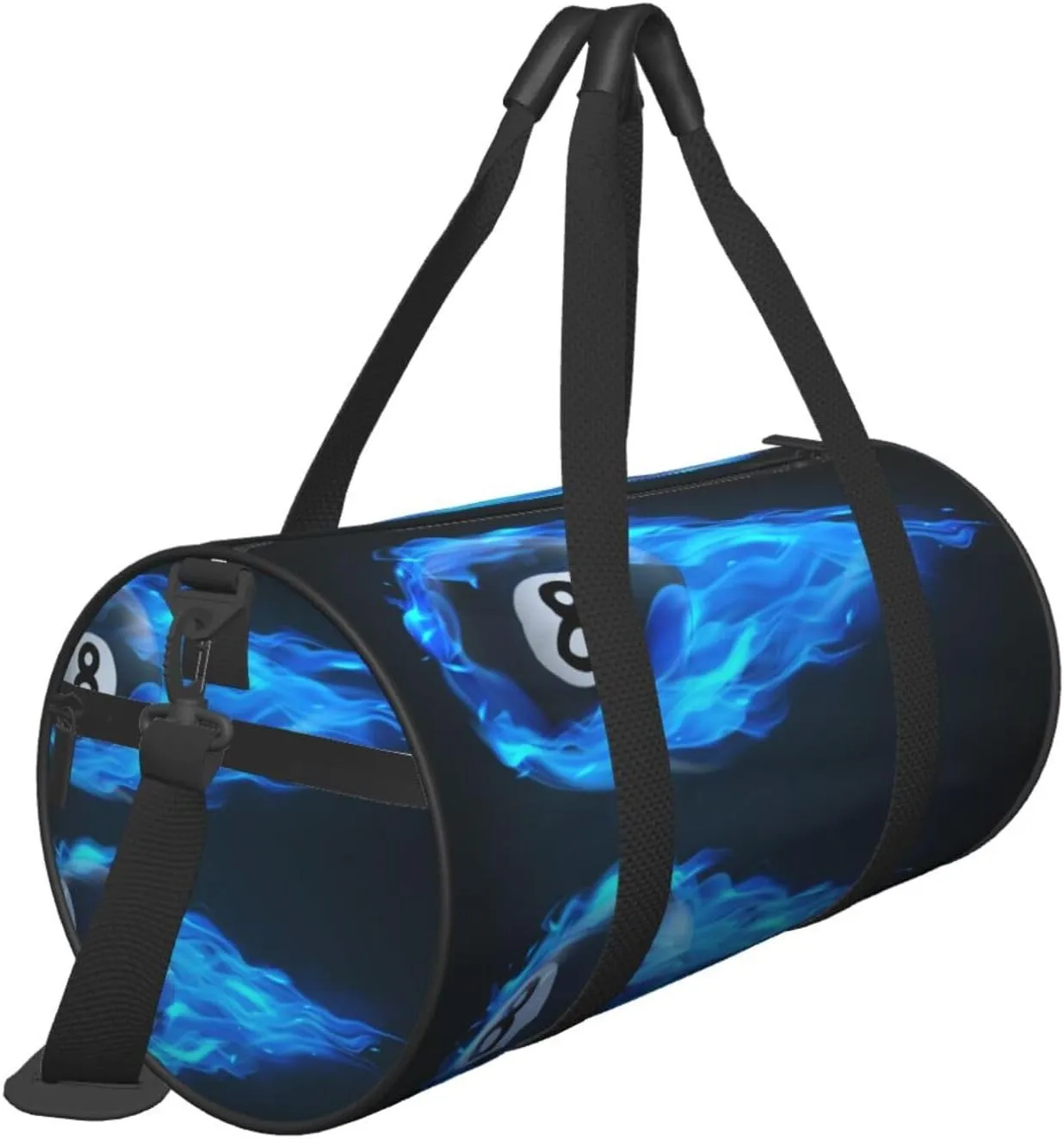 Travel Duffle Bag for Men Women, Billiard 8 Ball Blue Fire Duffle Bags for Sport Gym Overnight Luggage