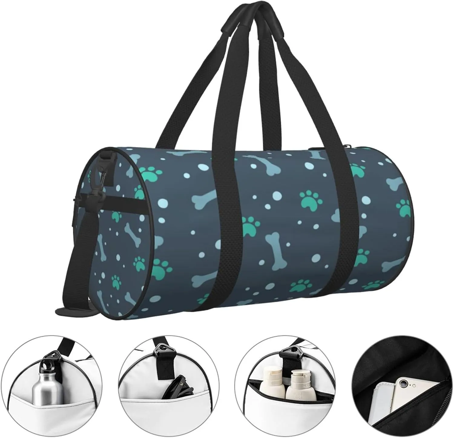 Travel Duffle Bag for Men Women, Bone Dog Foot Duffle Bags for Sport Gym Overnight Luggage