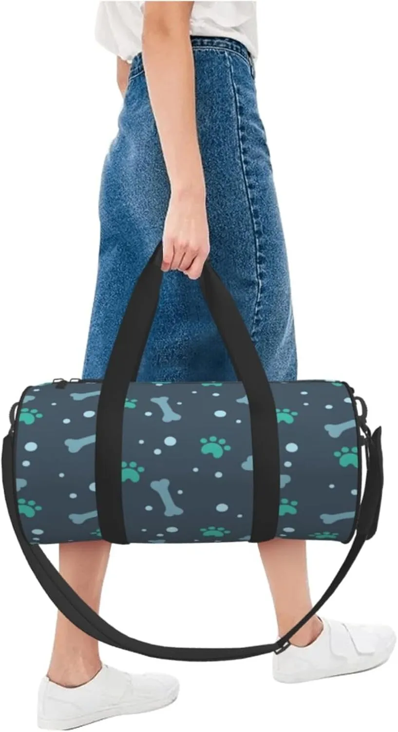 Travel Duffle Bag for Men Women, Bone Dog Foot Duffle Bags for Sport Gym Overnight Luggage