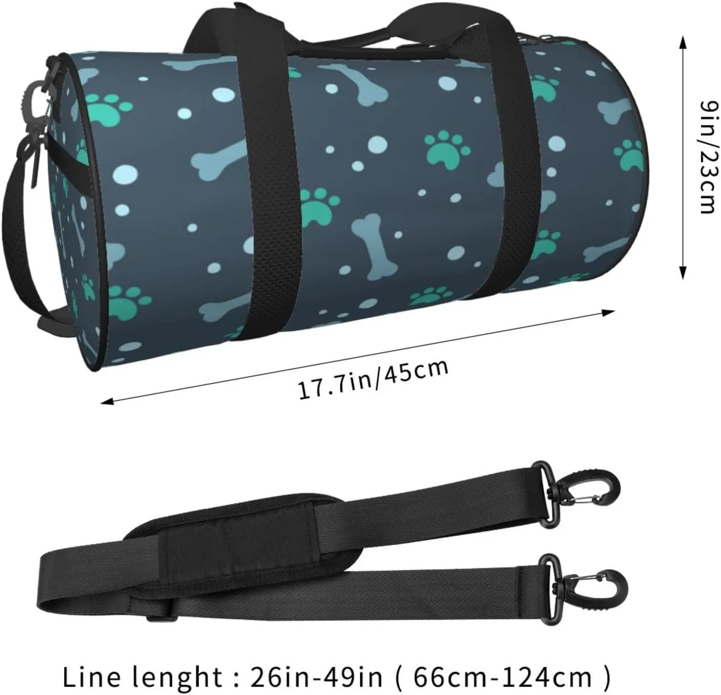 Travel Duffle Bag for Men Women, Bone Dog Foot Duffle Bags for Sport Gym Overnight Luggage