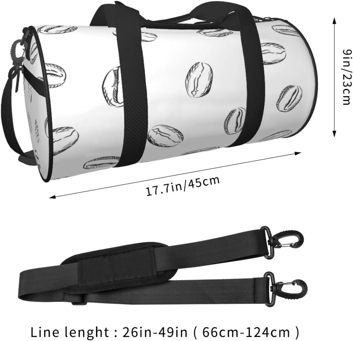 Travel Duffle Bag for Men Women, Coffee White Duffle Bags for Sport Gym Overnight Luggage