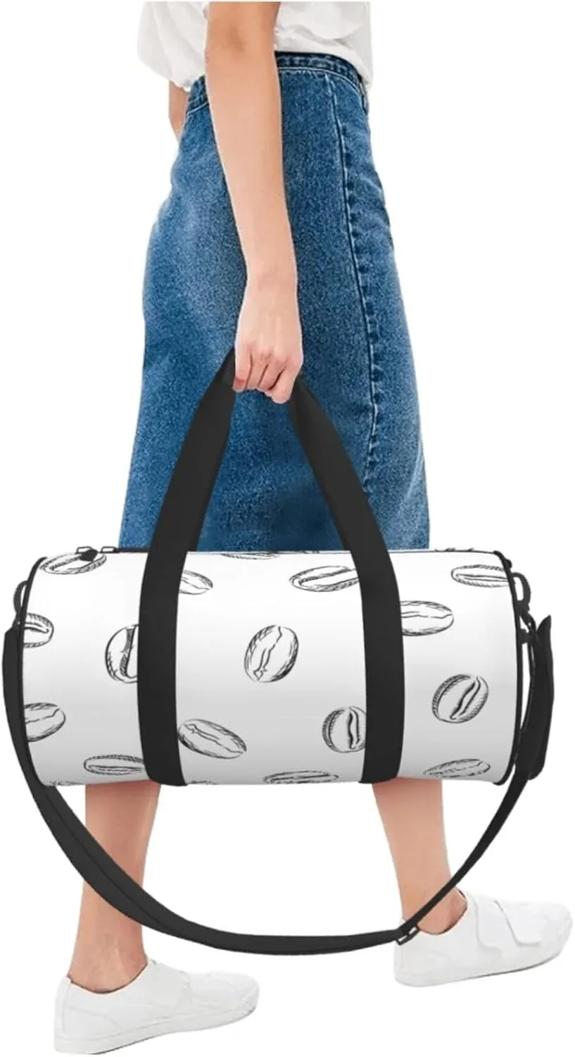 Travel Duffle Bag for Men Women, Coffee White Duffle Bags for Sport Gym Overnight Luggage