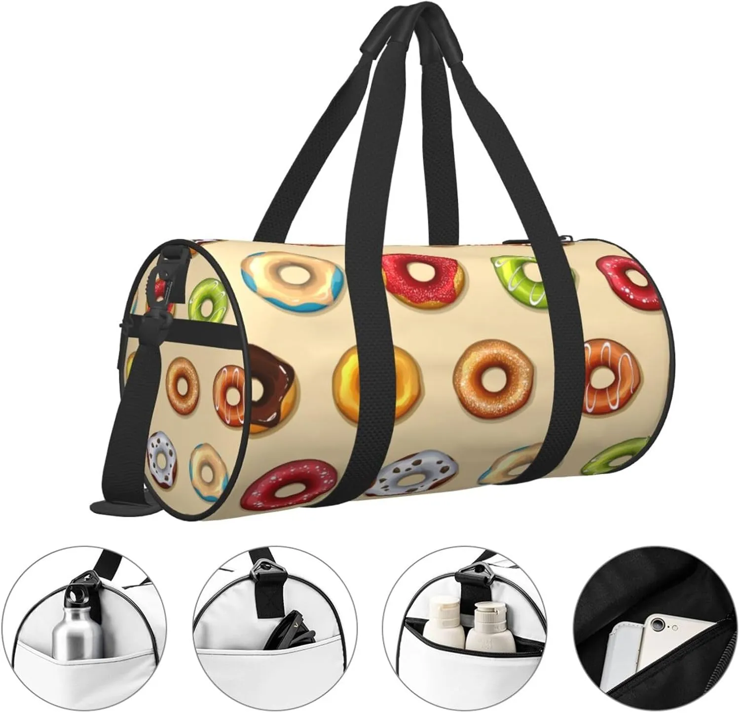 Travel Duffle Bag for Men Women, Donuts Chocolate Duffle Bags for Sport Gym Overnight Luggage