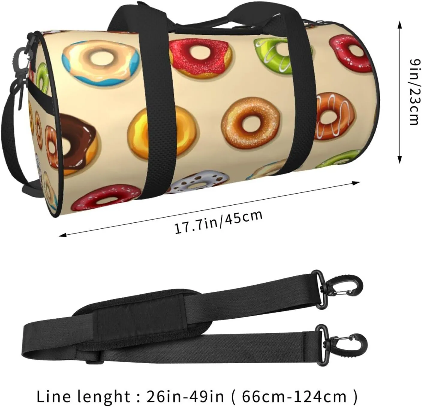 Travel Duffle Bag for Men Women, Donuts Chocolate Duffle Bags for Sport Gym Overnight Luggage