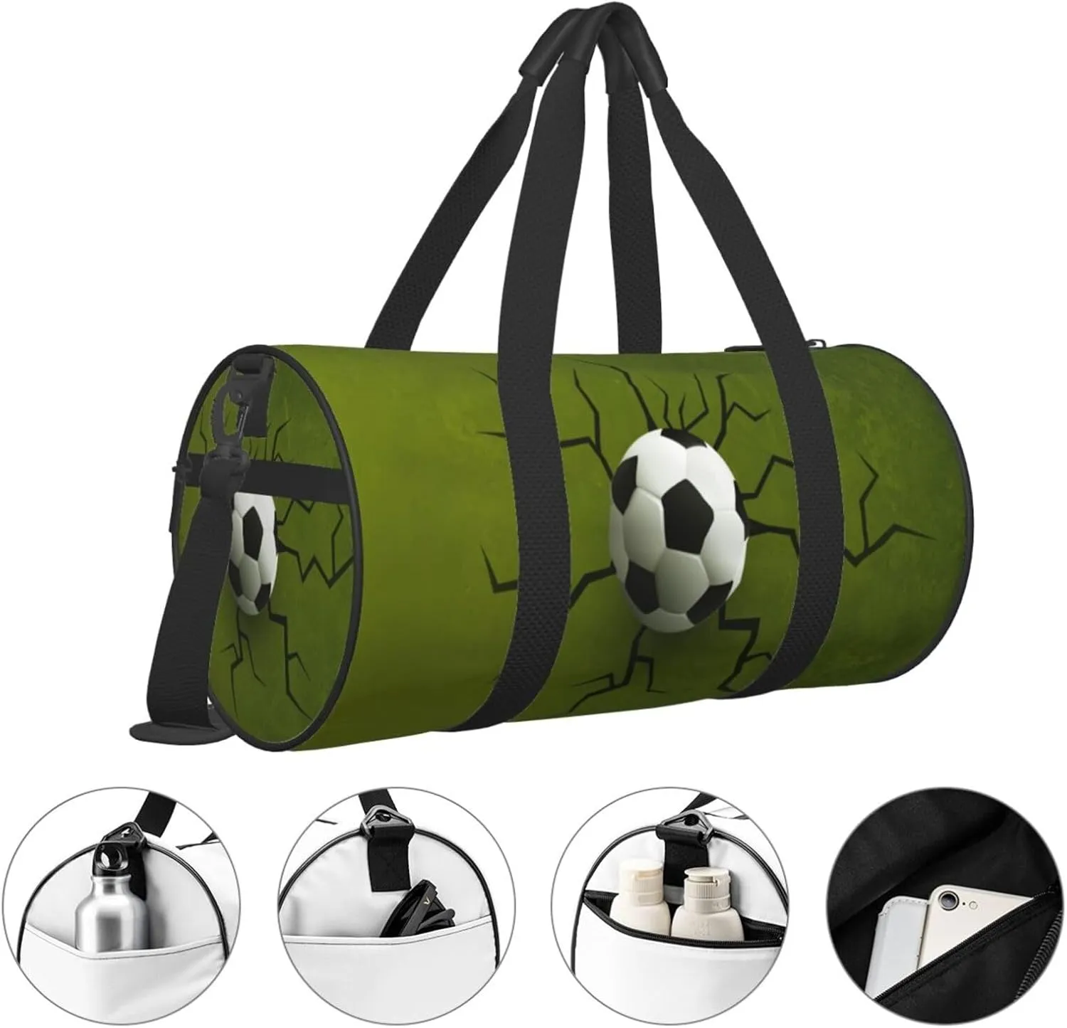 Travel Duffle Bag for Men Women, Football Ball Wall Crack Duffle Bags for Sport Gym Overnight Luggage