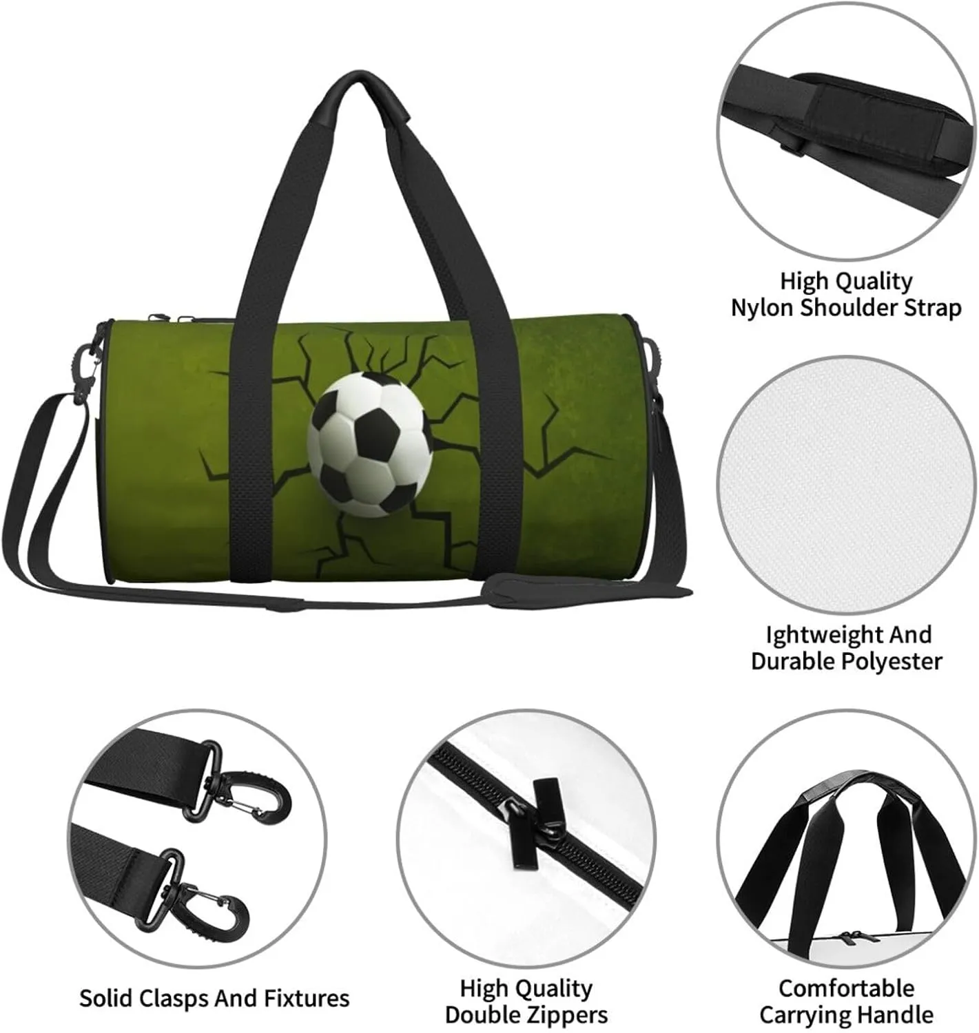 Travel Duffle Bag for Men Women, Football Ball Wall Crack Duffle Bags for Sport Gym Overnight Luggage