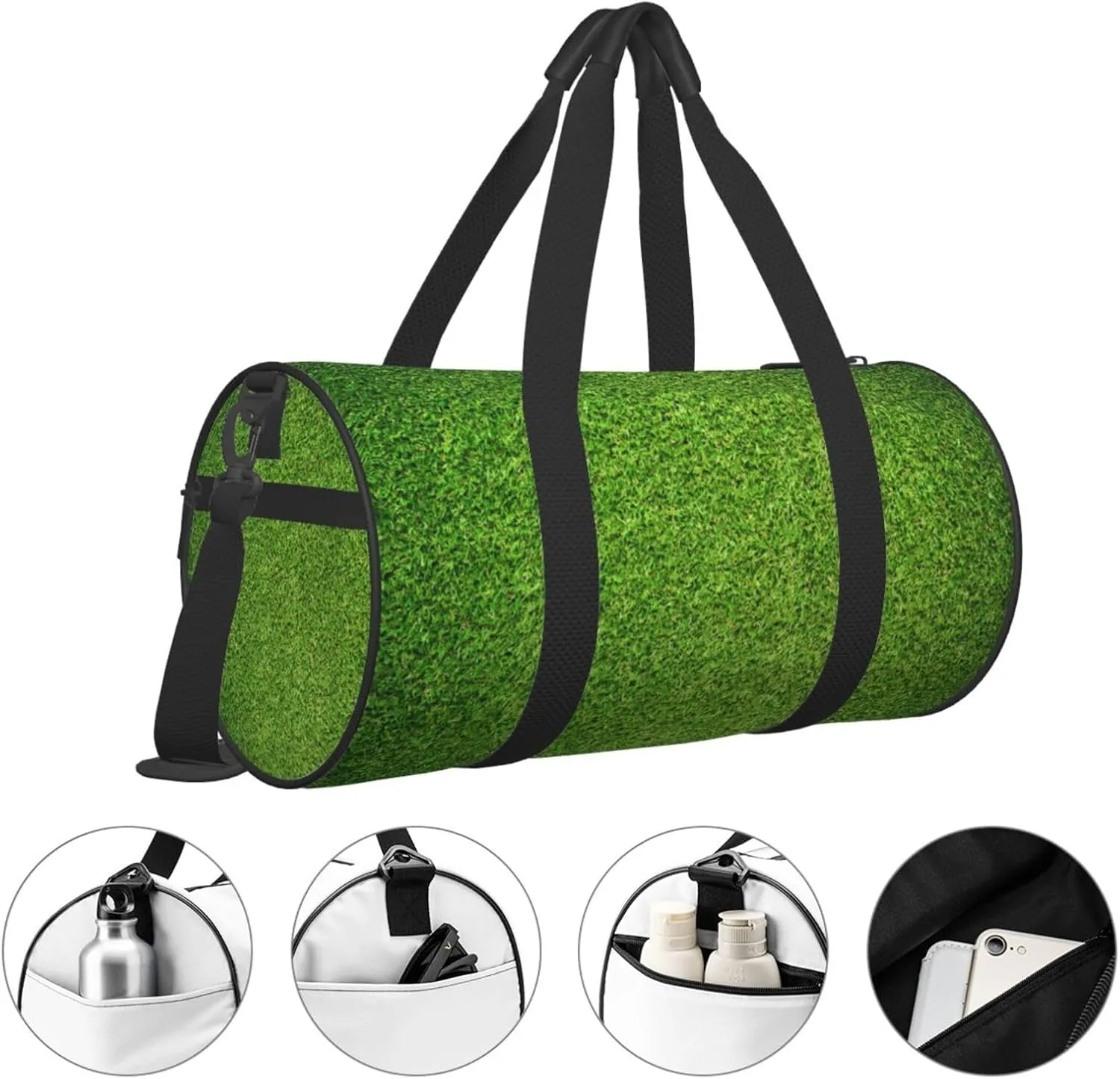 Travel Duffle Bag for Men Women, Green Artificial Grass Print Duffle Bags for Sport Gym Overnight Luggage