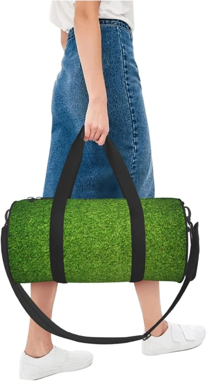 Travel Duffle Bag for Men Women, Green Artificial Grass Print Duffle Bags for Sport Gym Overnight Luggage