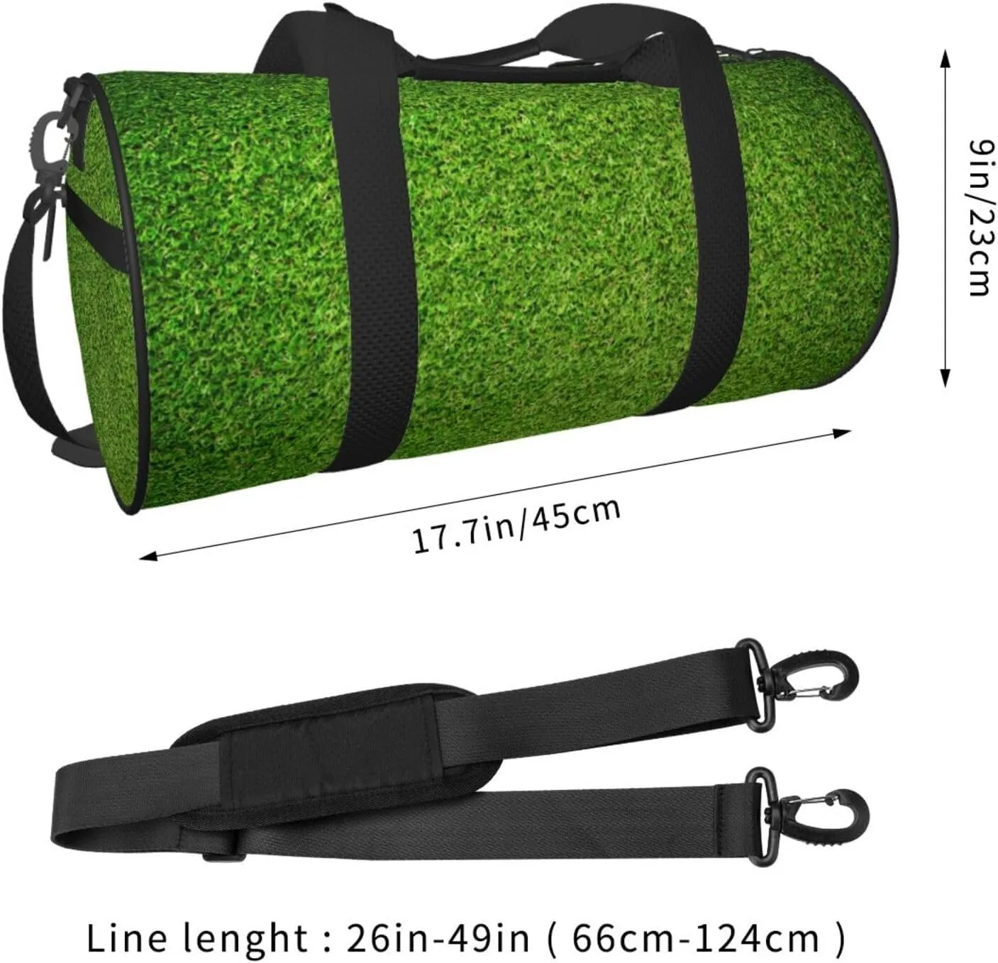 Travel Duffle Bag for Men Women, Green Artificial Grass Print Duffle Bags for Sport Gym Overnight Luggage
