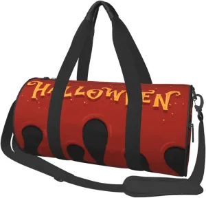 Travel Duffle Bag for Men Women, Happy Halloween Red Black Duffle Bags for Sport Gym Overnight Luggage