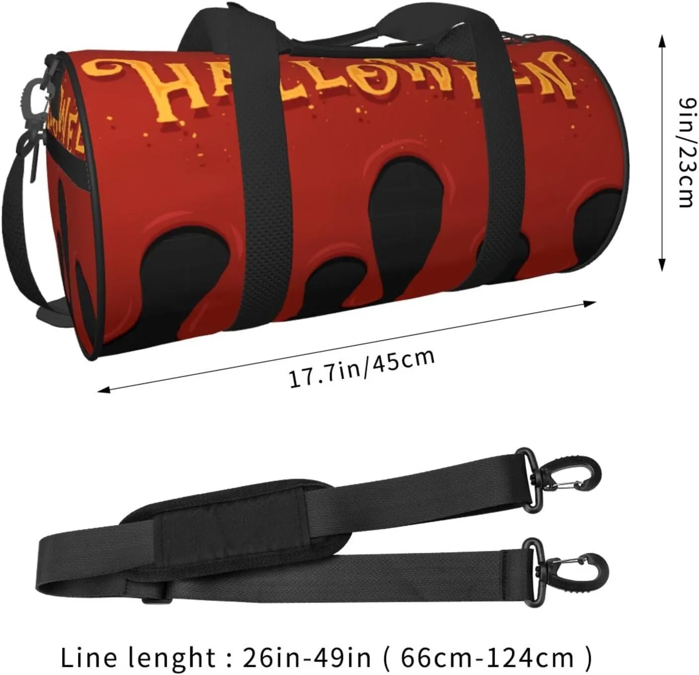 Travel Duffle Bag for Men Women, Happy Halloween Red Black Duffle Bags for Sport Gym Overnight Luggage