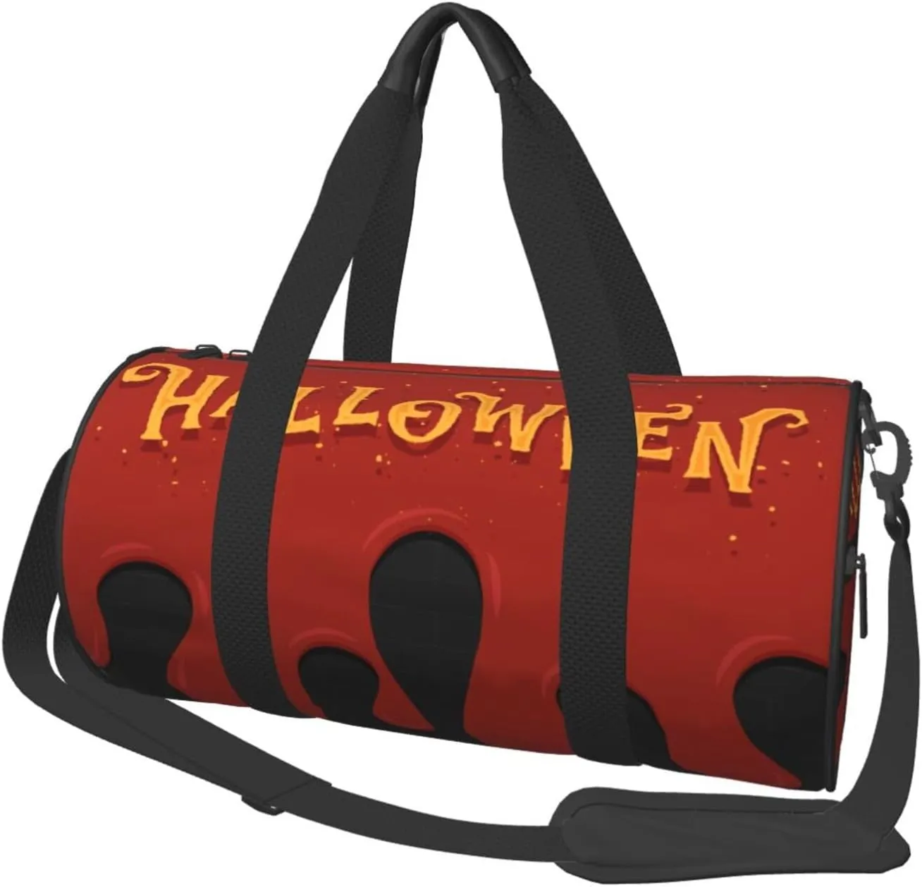 Travel Duffle Bag for Men Women, Happy Halloween Red Black Duffle Bags for Sport Gym Overnight Luggage