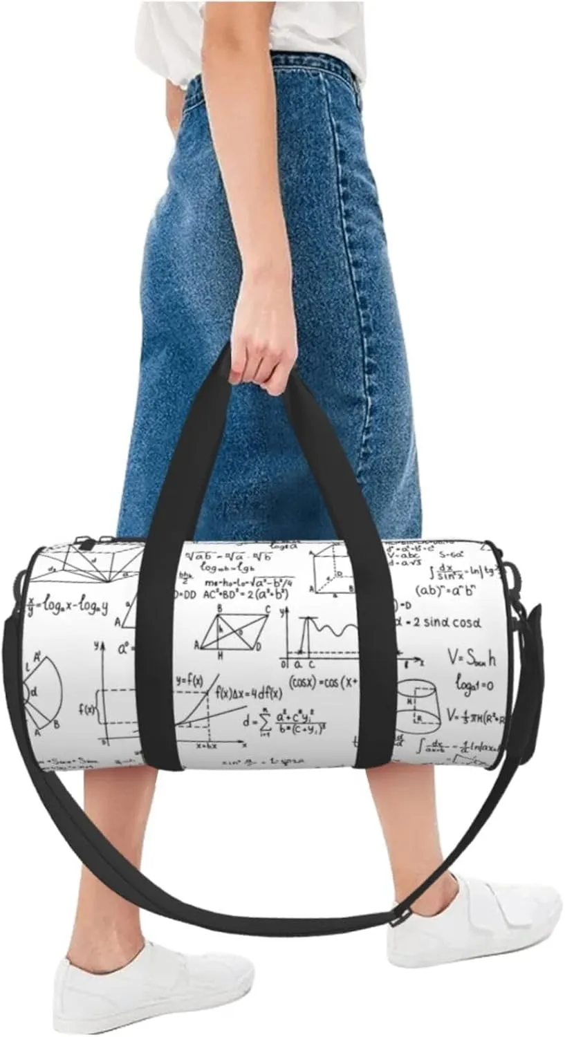 Travel Duffle Bag for Men Women, Math Geometry Formulas Science Duffle Bags for Sport Gym Overnight Luggage