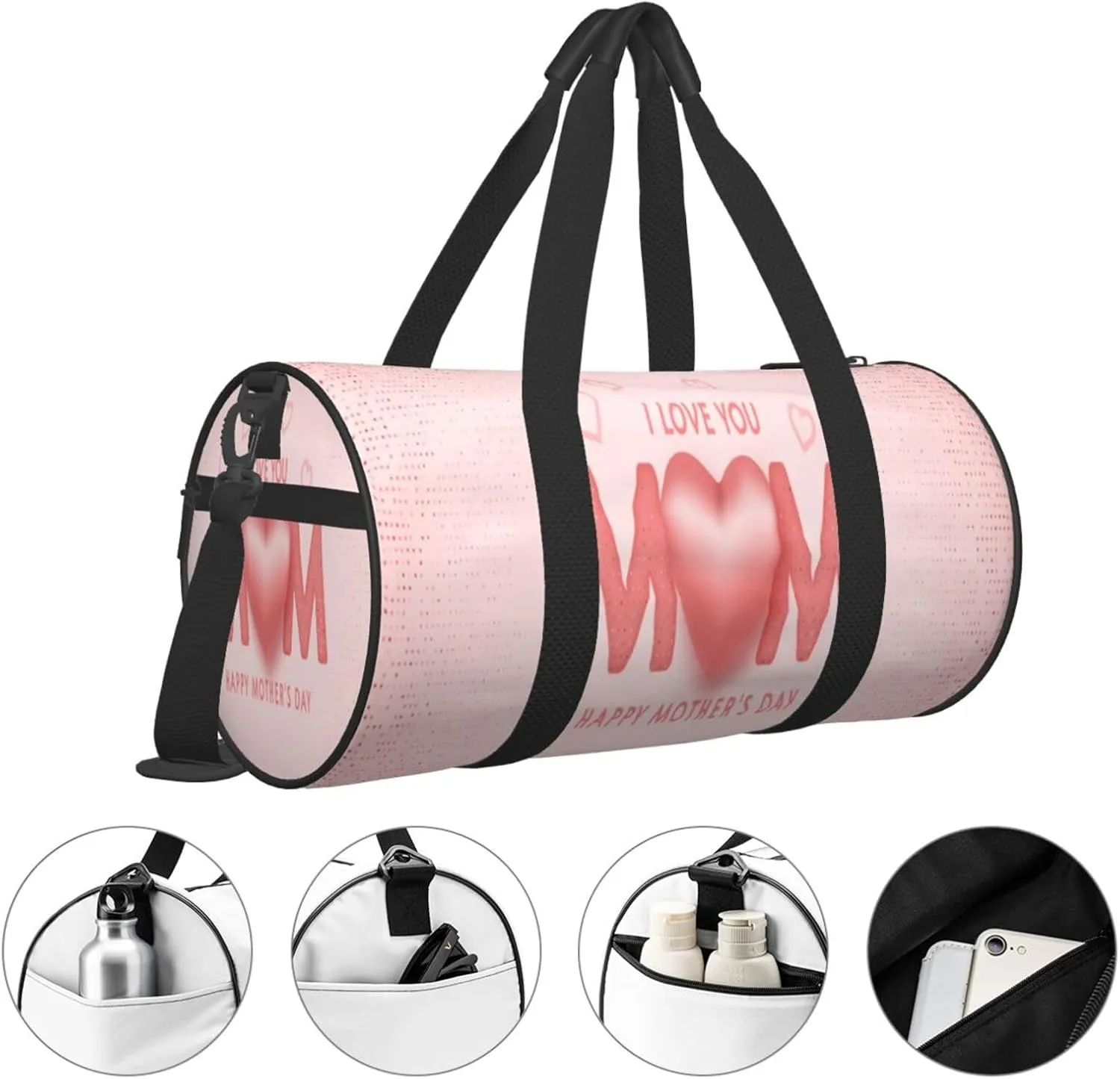 Travel Duffle Bag for Men Women, Mothers Day I Love You Mom Duffle Bags for Sport Gym Overnight Luggage
