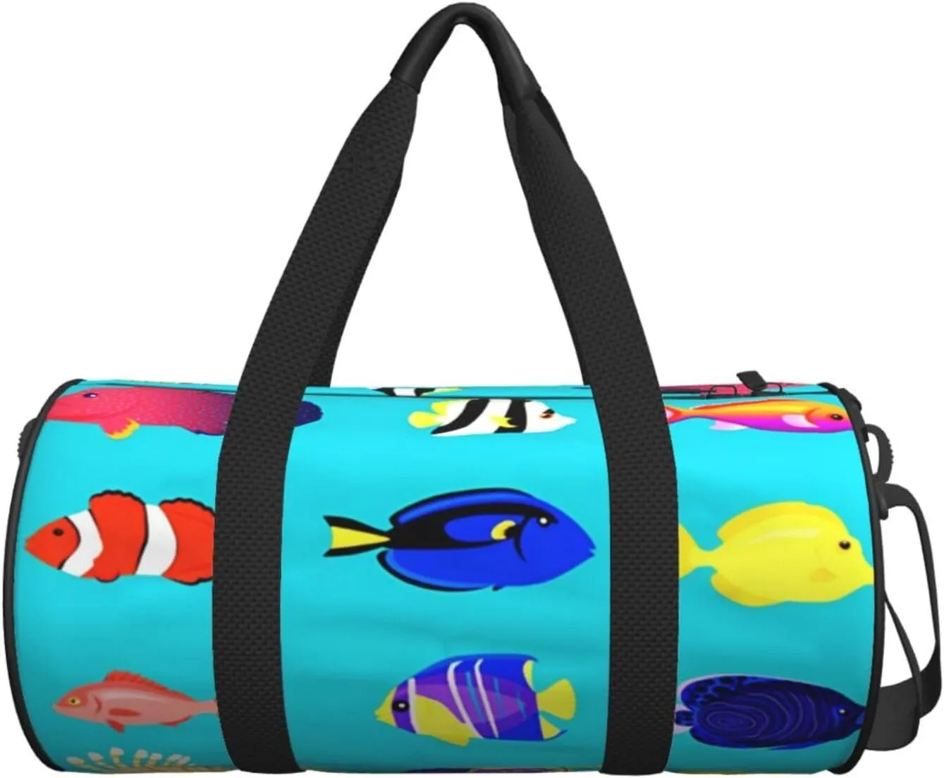 Travel Duffle Bag for Men Women, Sea Fish Flat Ocean Duffle Bags for Sport Gym Overnight Luggage