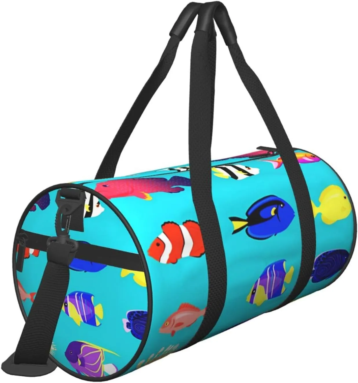 Travel Duffle Bag for Men Women, Sea Fish Flat Ocean Duffle Bags for Sport Gym Overnight Luggage