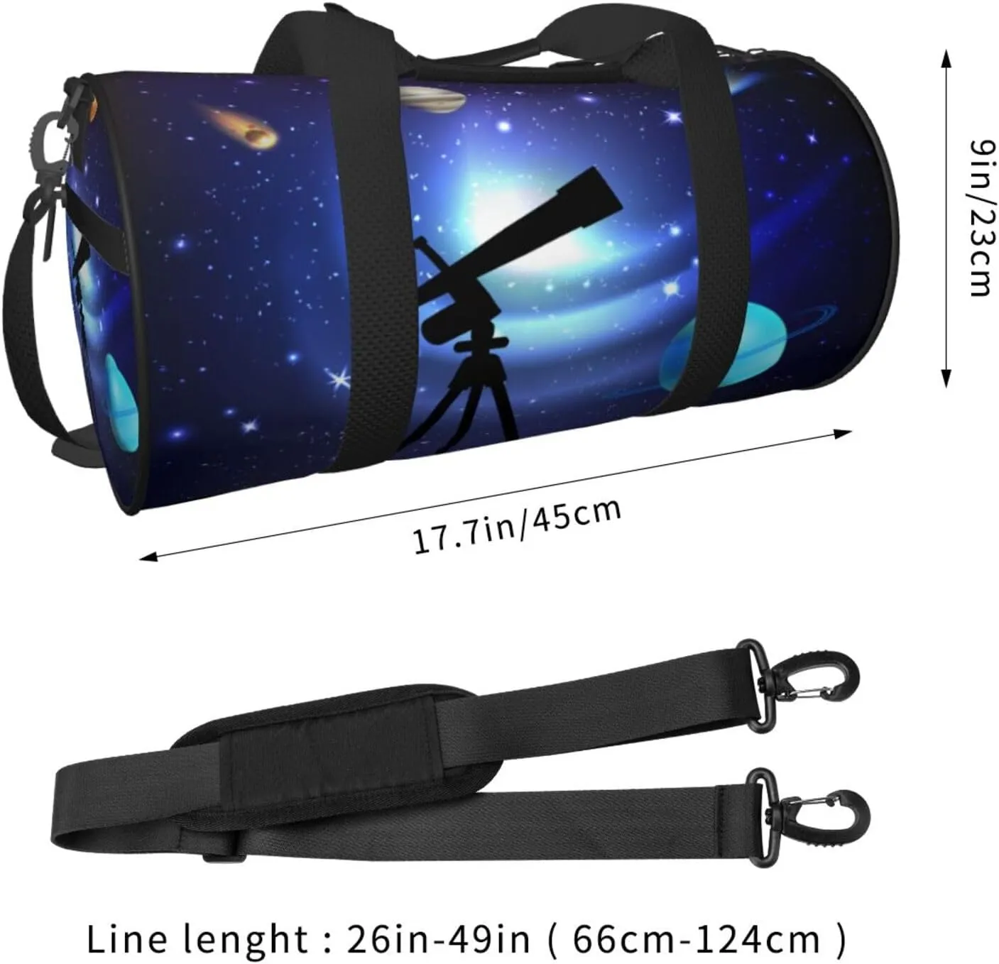 Travel Duffle Bag for Men Women, Space Telescope Duffle Bags for Sport Gym Overnight Luggage