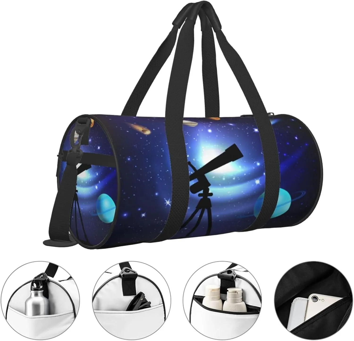 Travel Duffle Bag for Men Women, Space Telescope Duffle Bags for Sport Gym Overnight Luggage