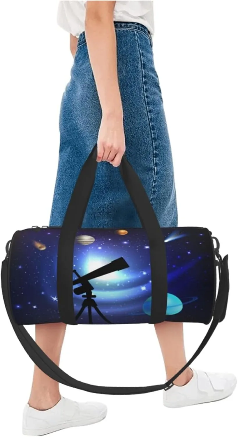 Travel Duffle Bag for Men Women, Space Telescope Duffle Bags for Sport Gym Overnight Luggage