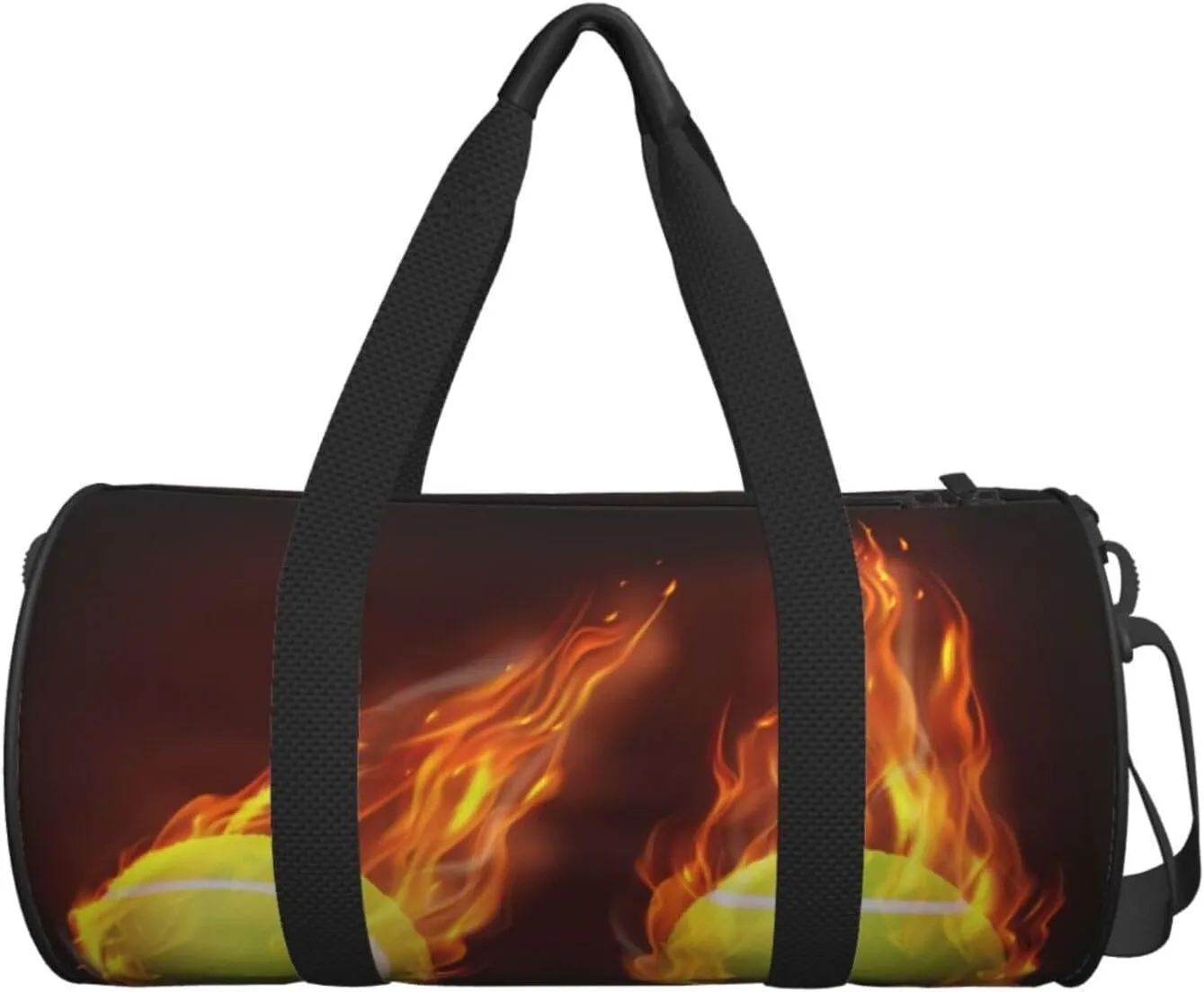 Travel Duffle Bag for Men Women, Tennis Balls Flying Flames Duffle Bags for Sport Gym Overnight Luggage