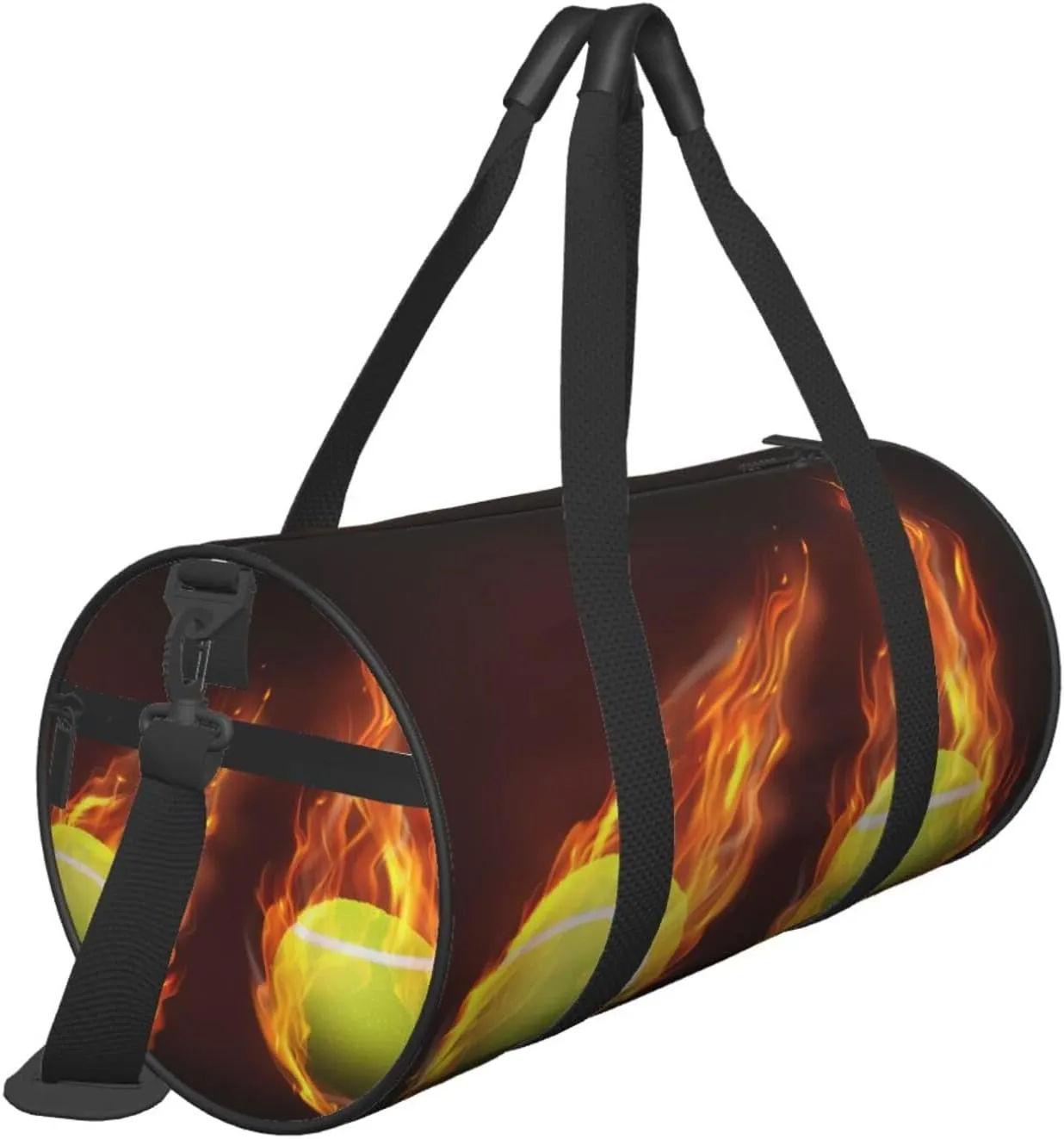 Travel Duffle Bag for Men Women, Tennis Balls Flying Flames Duffle Bags for Sport Gym Overnight Luggage