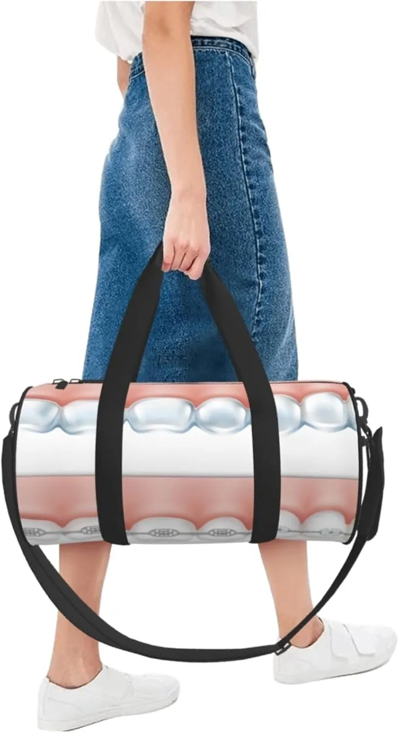 Travel Duffle Bag for Men Women, Tooth Metal Dentist Duffle Bags for Sport Gym Overnight Luggage